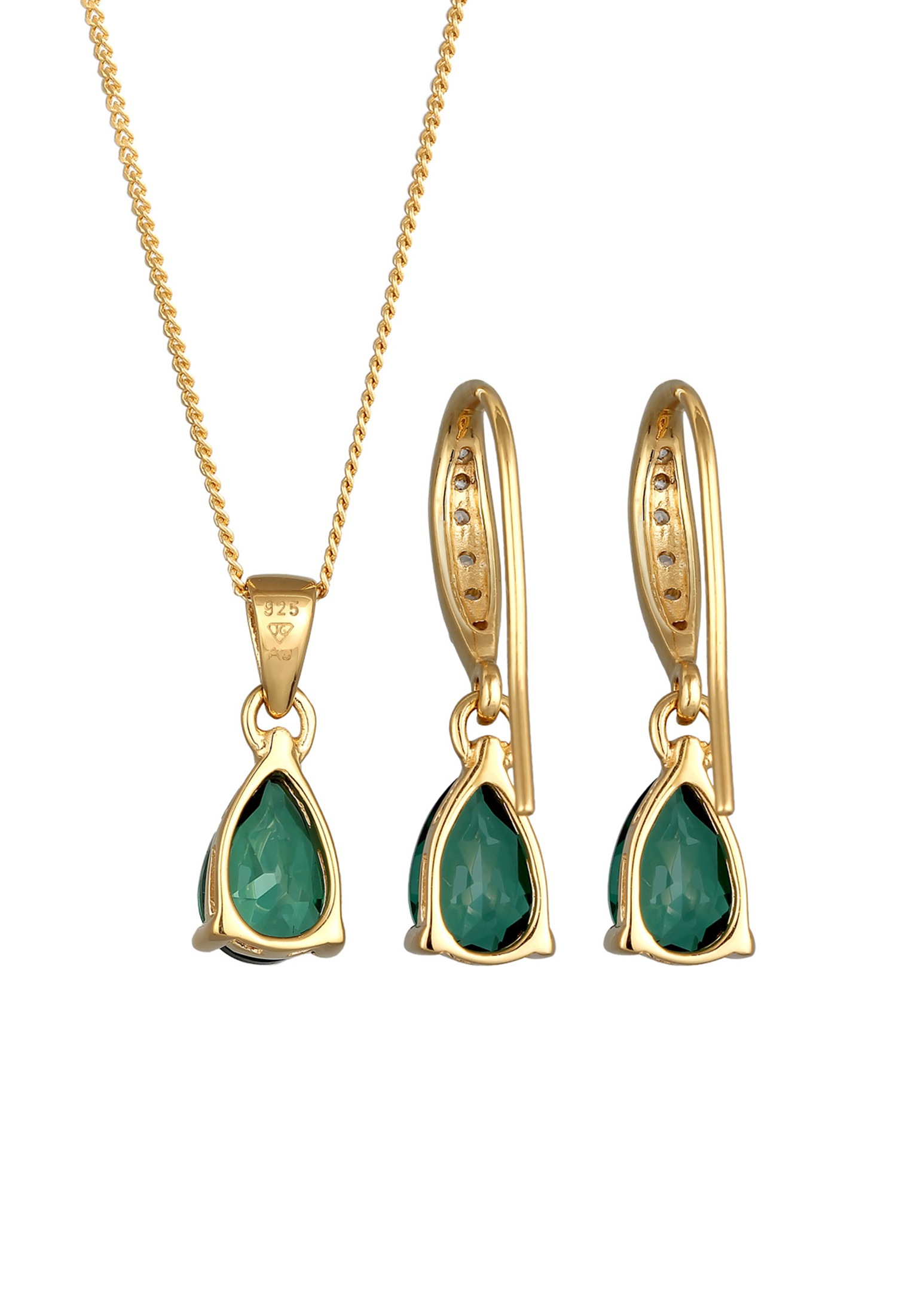 Elli Ohrring und Ketten Set »Schmuckset Kette Ohrhänger Quarz Topas 925 Silber« ()