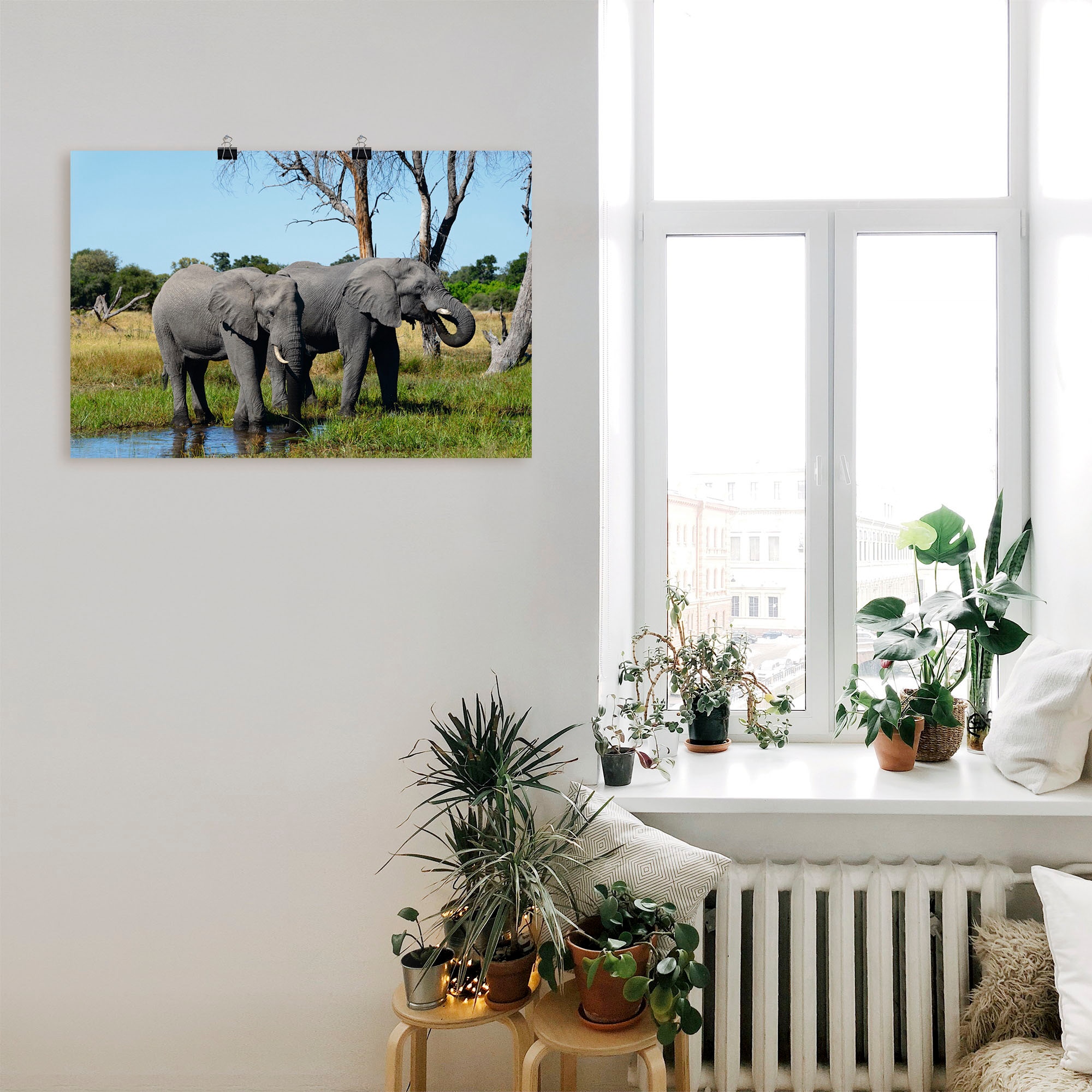 bestellen St.), Leinwandbild, (1 »Afrikanische Größen Online Artland Wandaufkleber Wildtiere, OTTO oder Wandbild als Poster versch. Shop Alubild, im in Elefanten«,