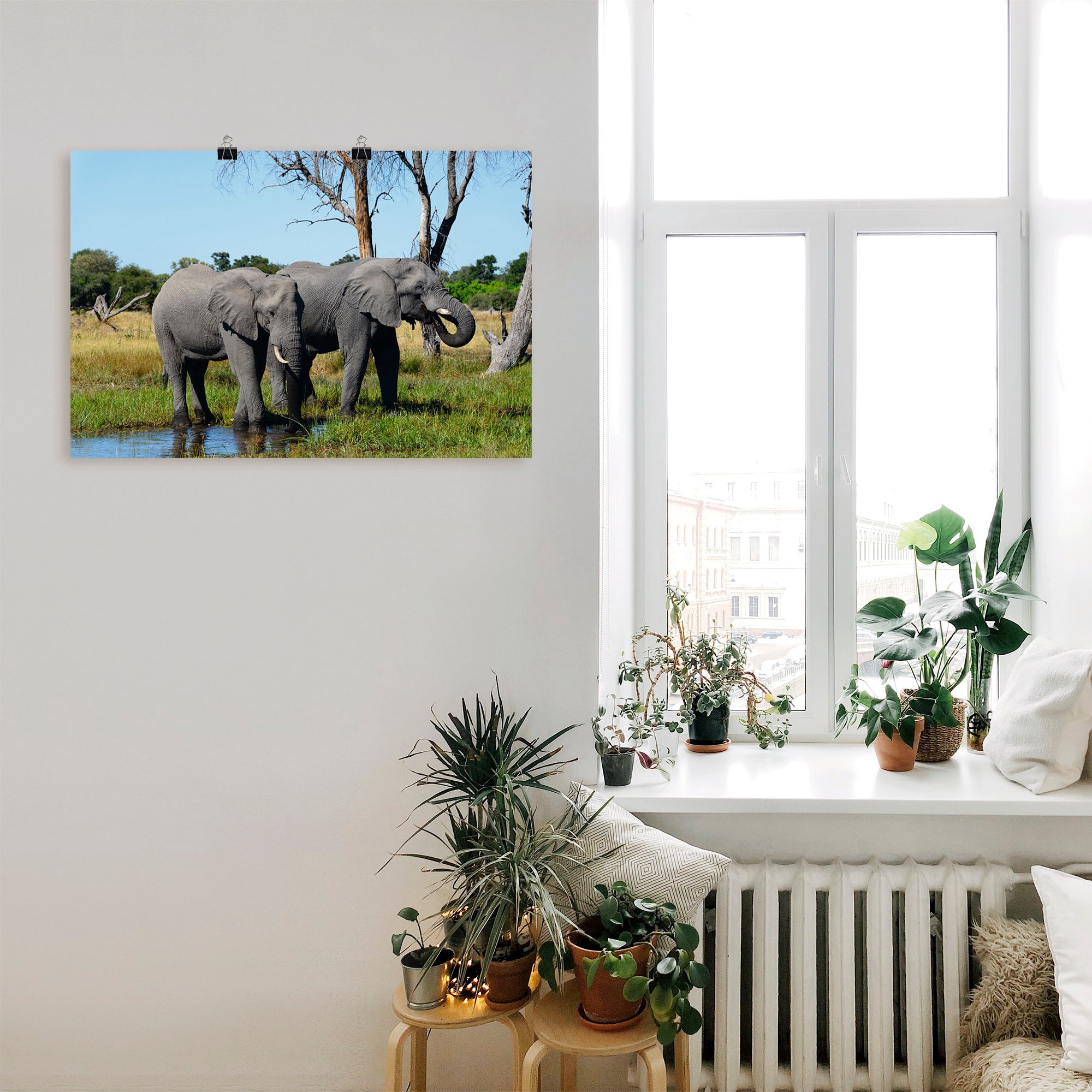 Artland Wandbild »Afrikanische Elefanten«, Wildtiere, (1 St.), als Leinwandbild, Poster in verschied. Größen
