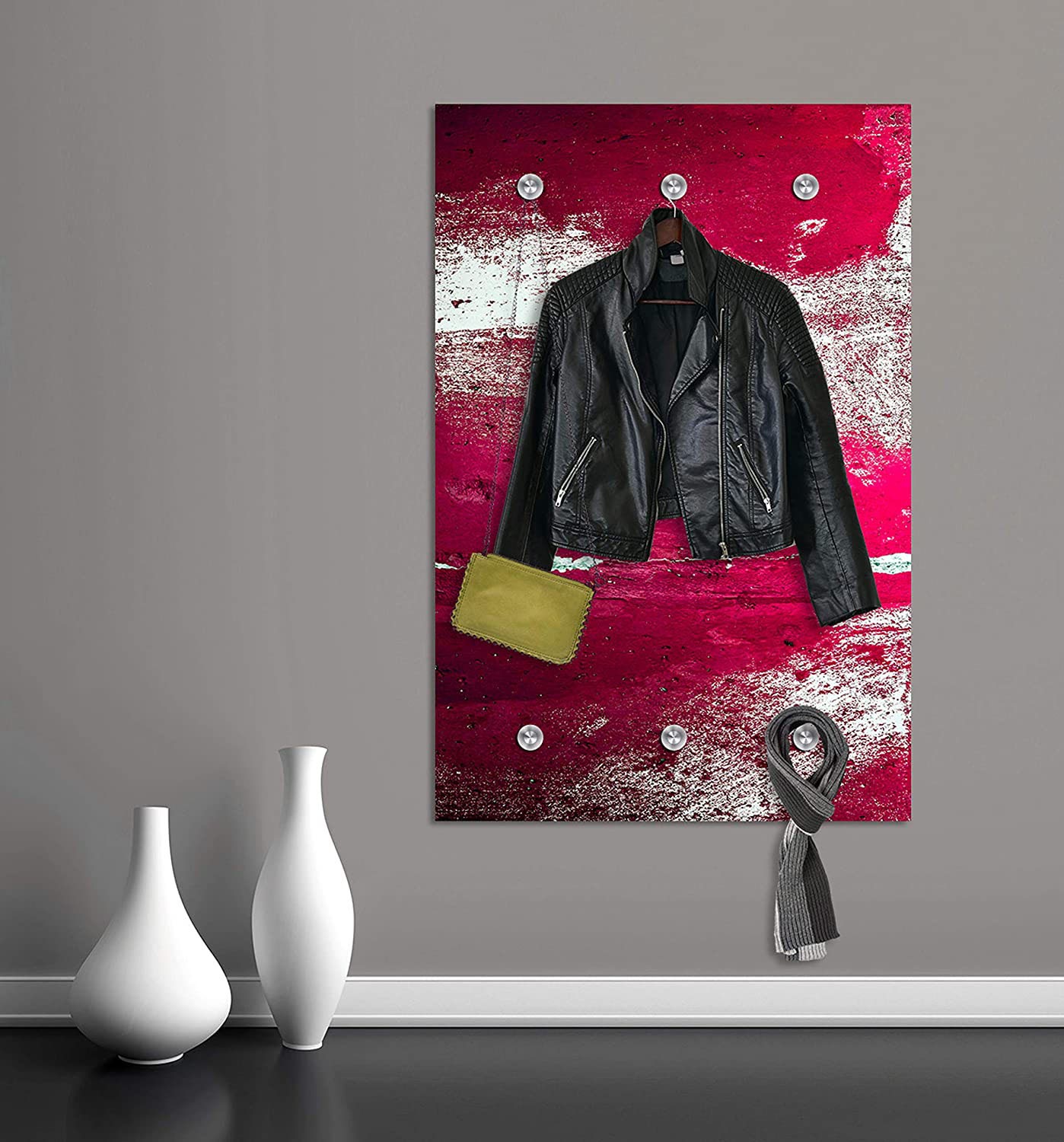 Queence Garderobenleiste »Alaula« Wand Garderobe in rot, Größe B/H/T: 80 cm x 120 cm x 3 cm