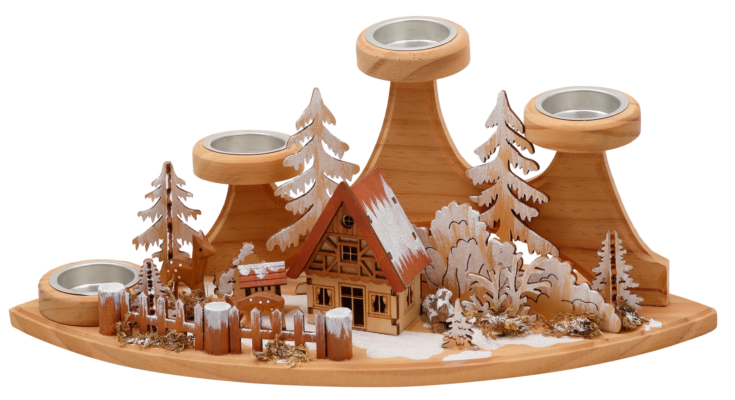 bei Adventsleuchter Teelichter, »Winterlandschaft, Weihnachtsdeko St.), affaire Teelichthalter ca. (1 Breite 37 Holz«, OTTO Home 4 für cm aus