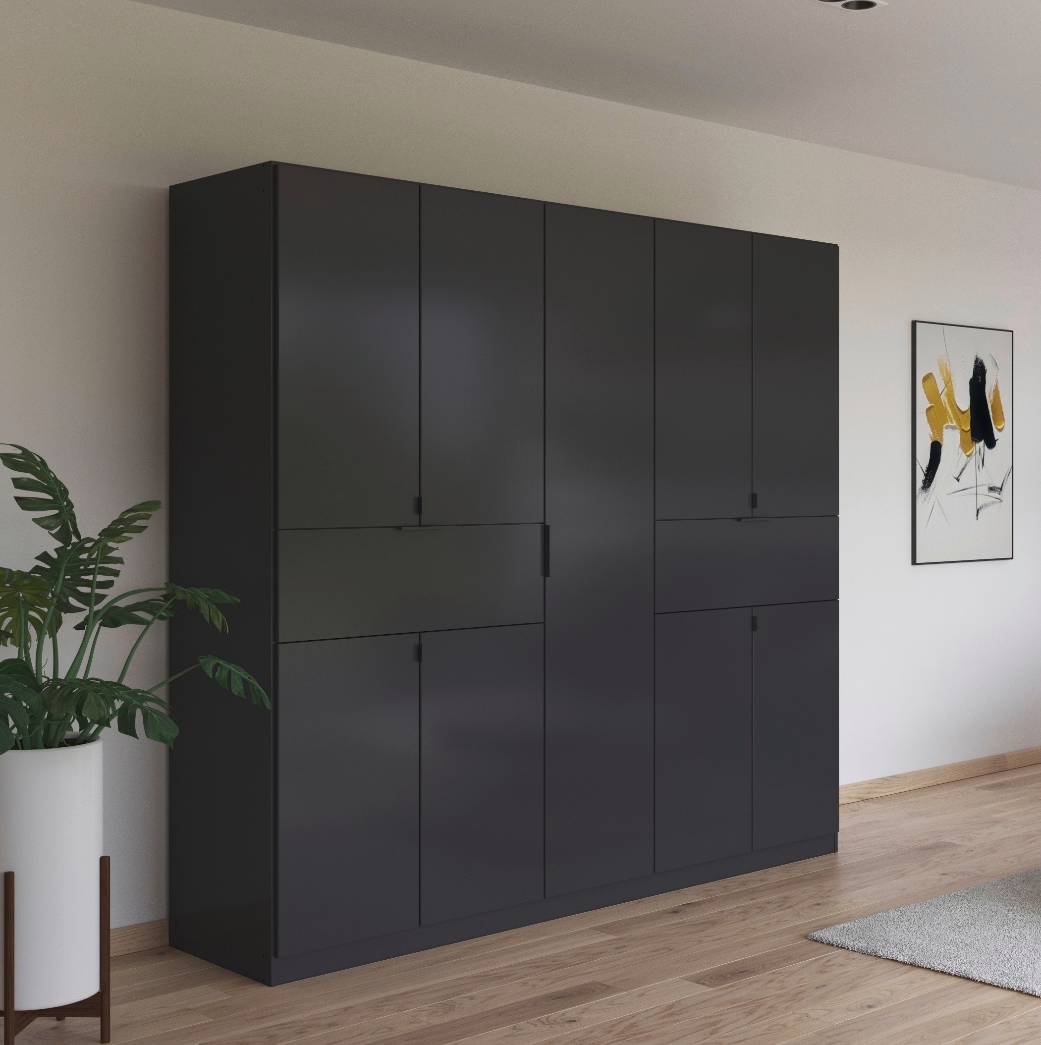 rauch Drehtürenschrank »Kleiderschrank Schrank Garderobe Wäscheschrank TICAO«, (Schubladen in der Höhe variabel positionierbar), mit 2 geräumigen Schubladen, viel Stauraum MADE IN GERMANY