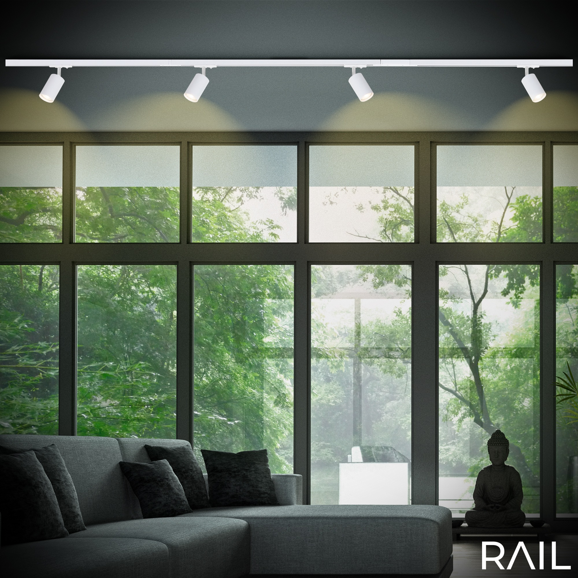 Briloner Leuchten Schienensystem-Sets »RAIL« GU10 9 Stk. Schienensystem Rail 1,5 m Weiß max. 9W Decke Wohnzimmer Büro Küche