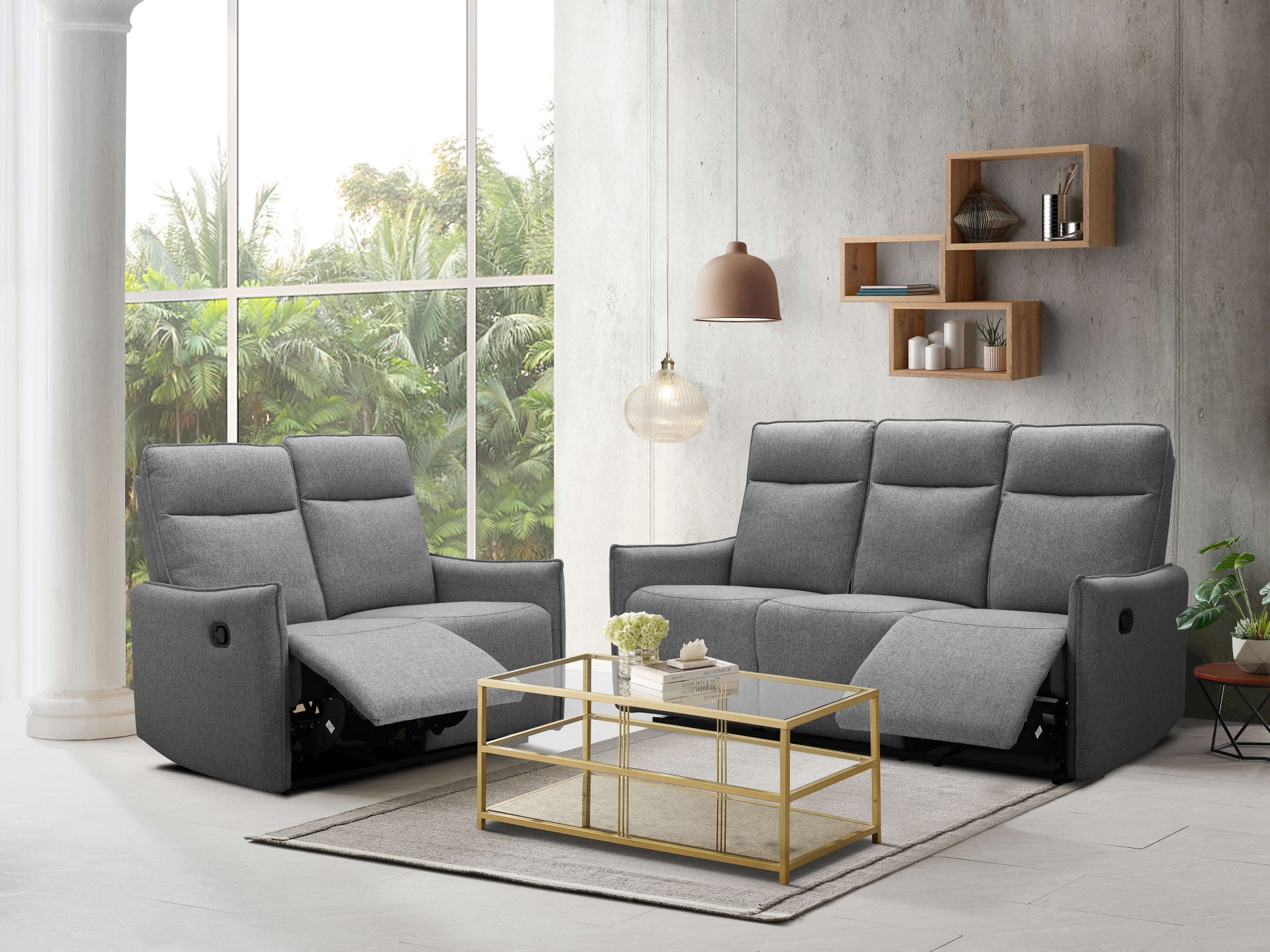 Dorel Home 2-Sitzer »Lugo, Kinosofa mit Reclinerfunktion in Kunstleder und Webstoff«, mit manueller Relaxfunktion in beiden Sitzen
