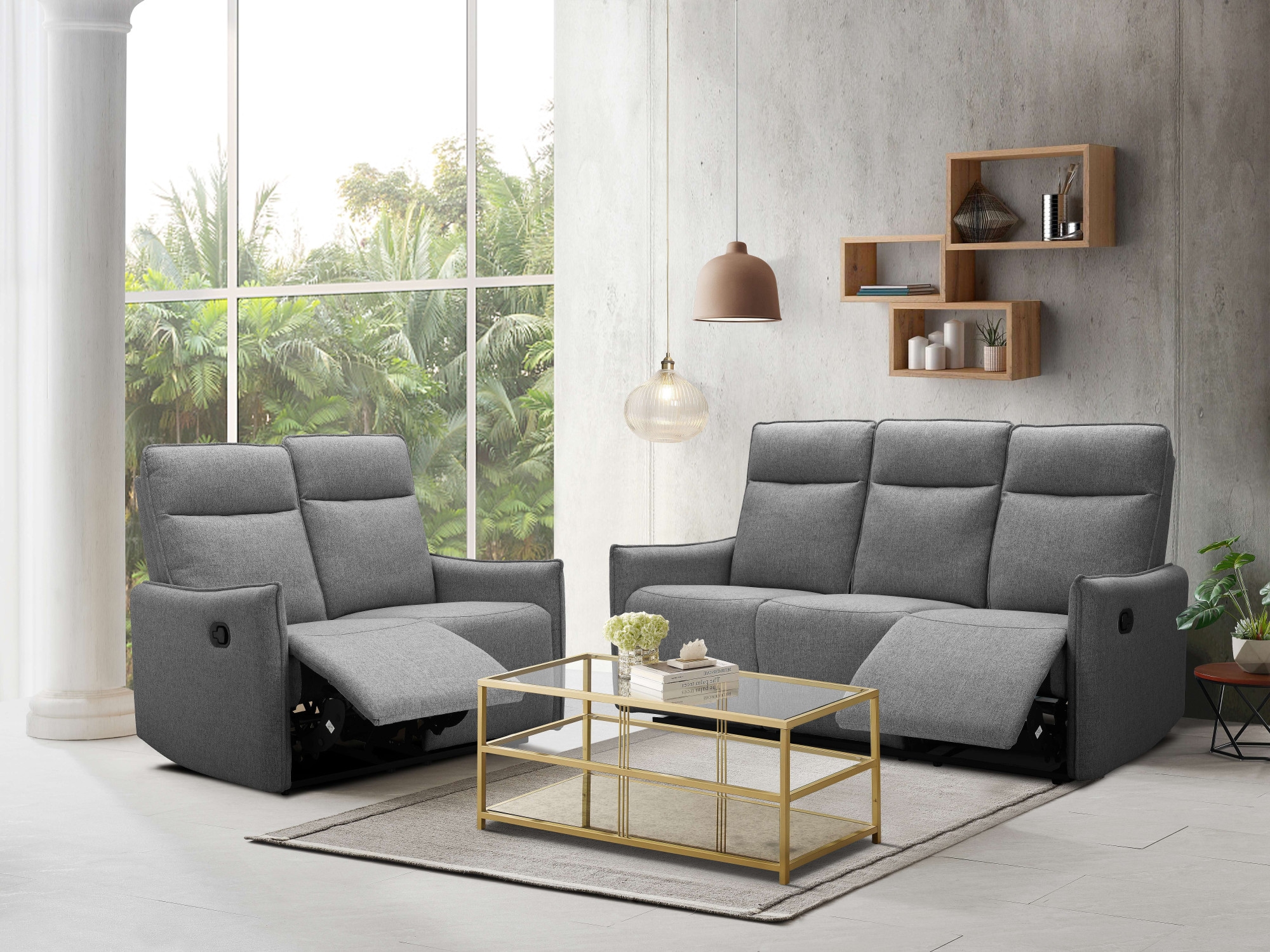 Dorel Home 3-Sitzer »Lugo, Kinosofa mit Reclinerfunktion in Kunstleder und Webstoff«, mit manueller Relaxfunktion in 2 Sitzen