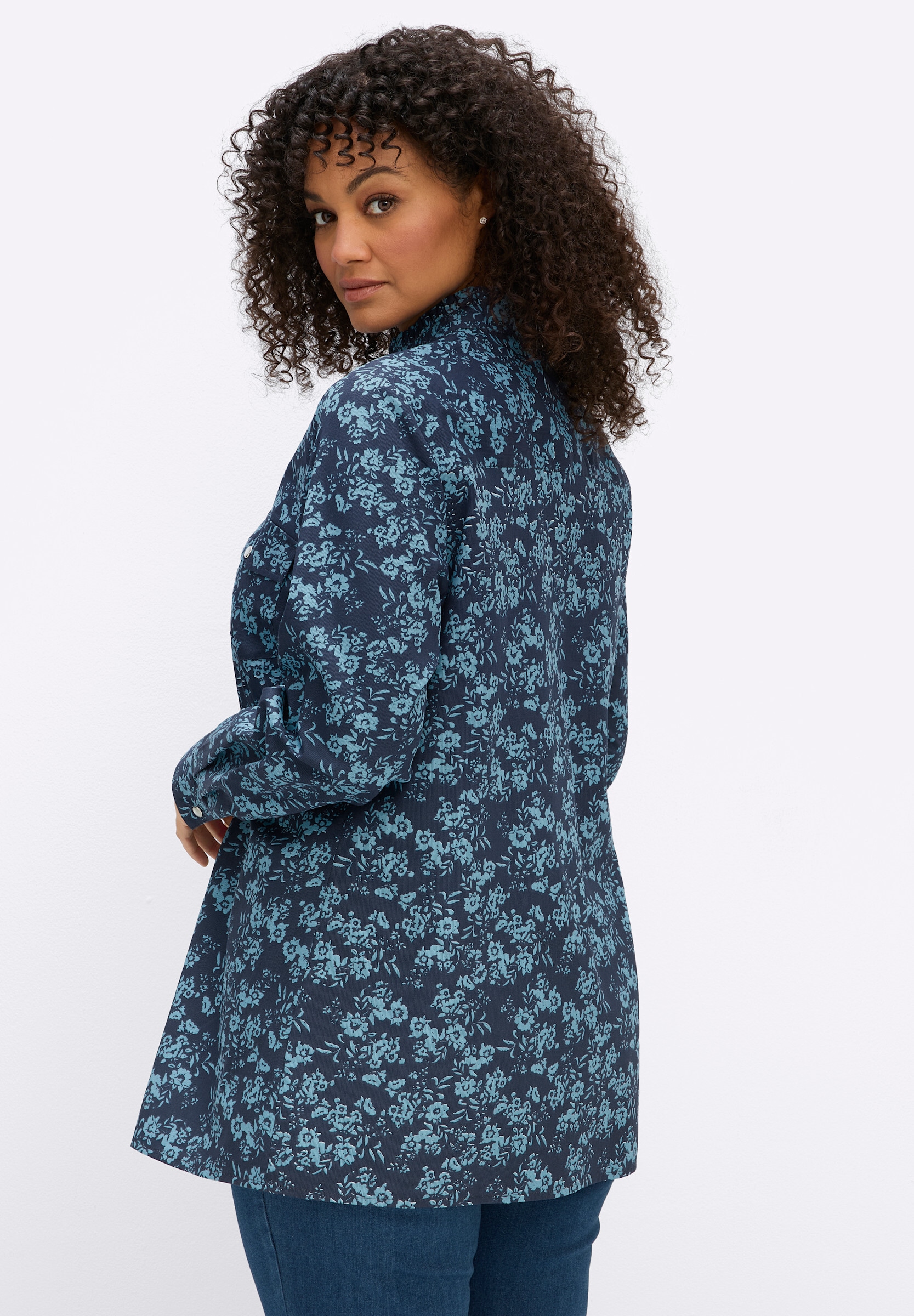 sheego by Joe Browns Hemdbluse »Cord-Bluse Druckbluse aus Cord, mit Rüschen-Details«