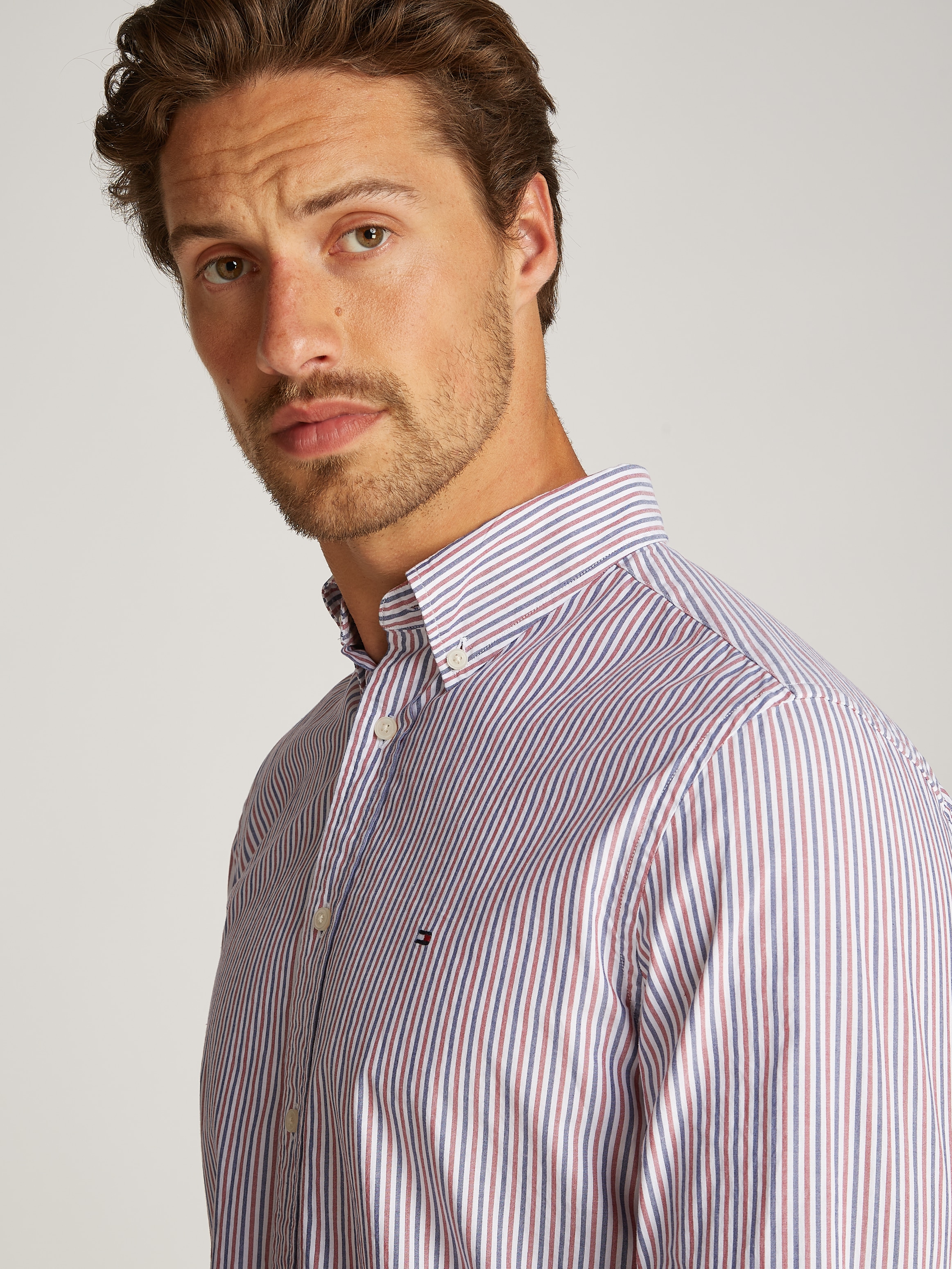 Tommy Hilfiger Langarmhemd »FLEX POPLIN CLASSIC STP RF SHIRT«, mit Sreifenmuster