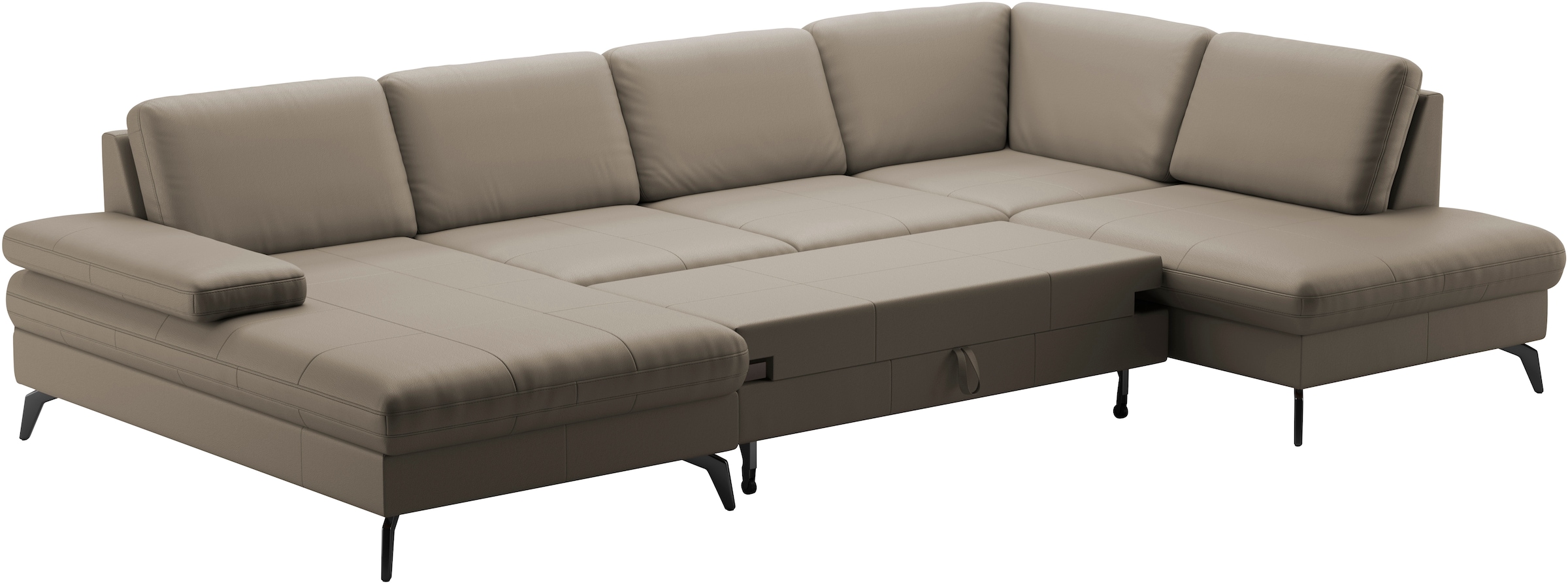 sit&more Wohnlandschaft »Morris U-Form, inkl. Sitztiefenverstellung«, wahlweise mit Armteilverstellung, Bettfunktion & Bettkasten