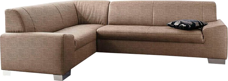 DOMO collection Ecksofa »Alisson, zeitlose Optik, flache Armlehnen, L-Form«, fester Sitzkomfort, wahlweise mit Bettfunktion