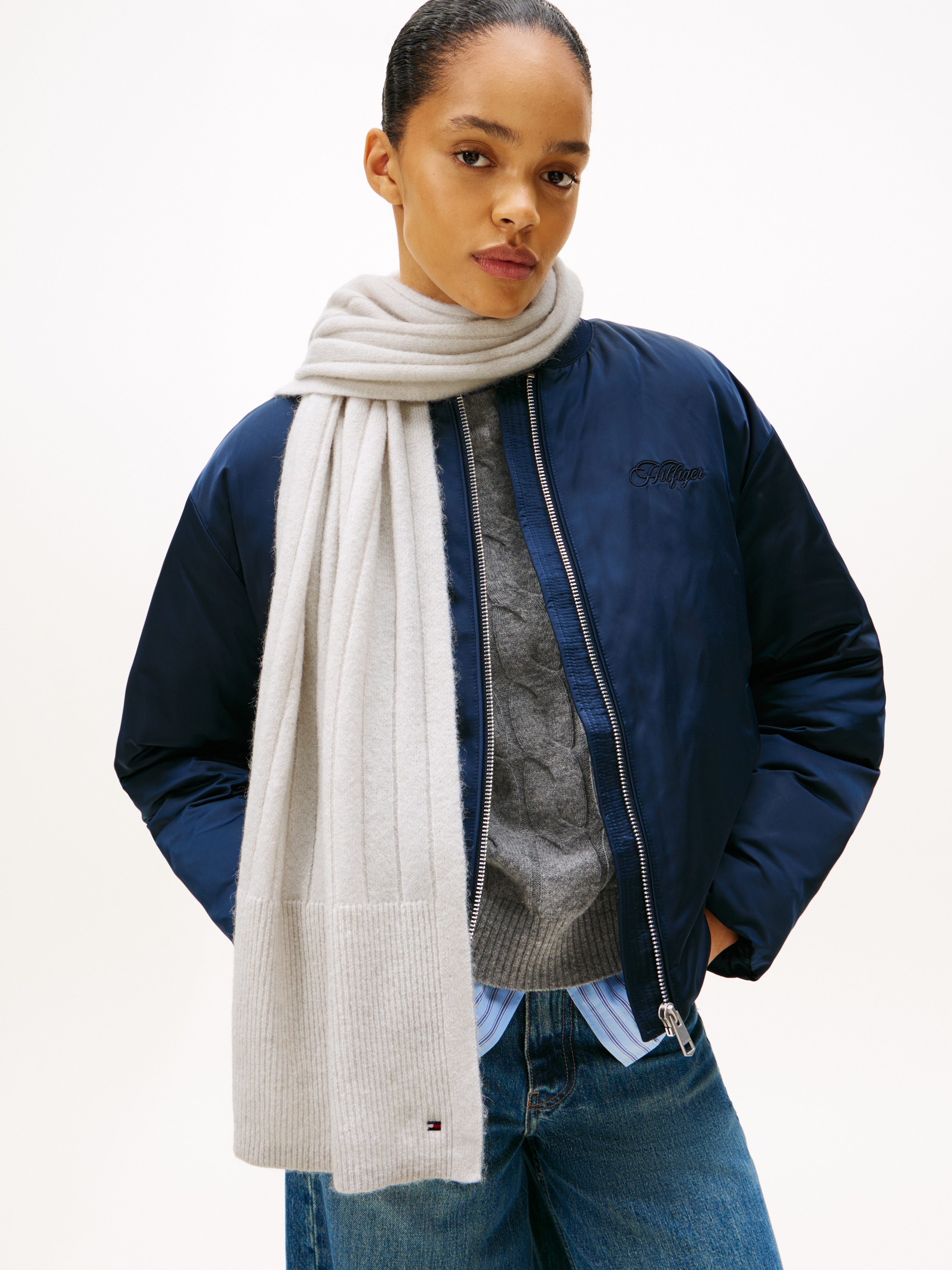 Tommy Hilfiger Schal »TH FLAG FLUFFY«, Maße 190X35 cm, mit Wolle