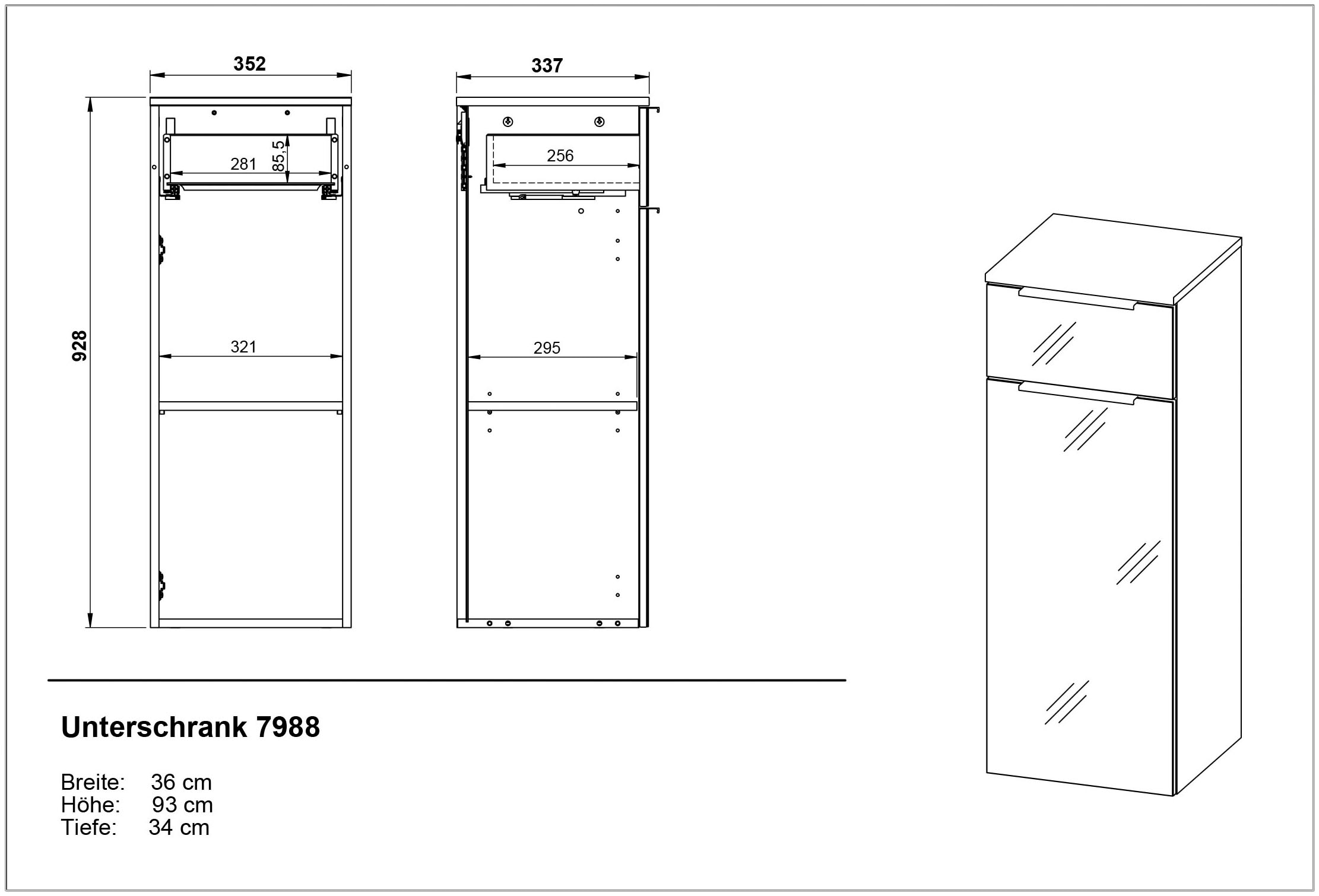 bei dahinter bestellen GERMANIA Schublade verstellbarer OTTO »Vasio«, mit 1 Einlegeboden 1 Tür Schrank Midischrank und
