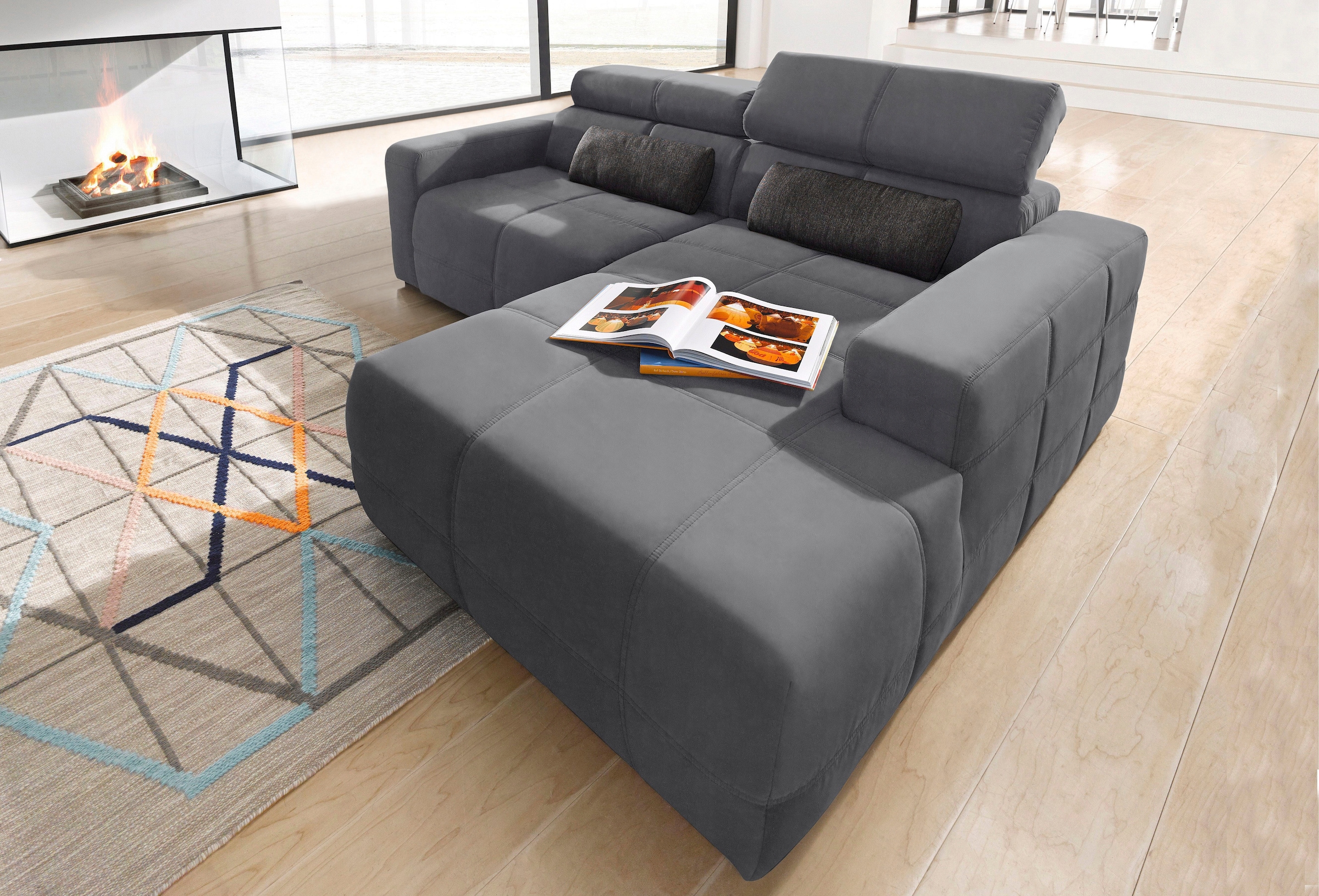 DOMO collection Ecksofa »Brandon B/T/H: 214/100/80 cm, L-Form«, Mit Kopfteilverstellung, auch in Leder und Cord, L-Form