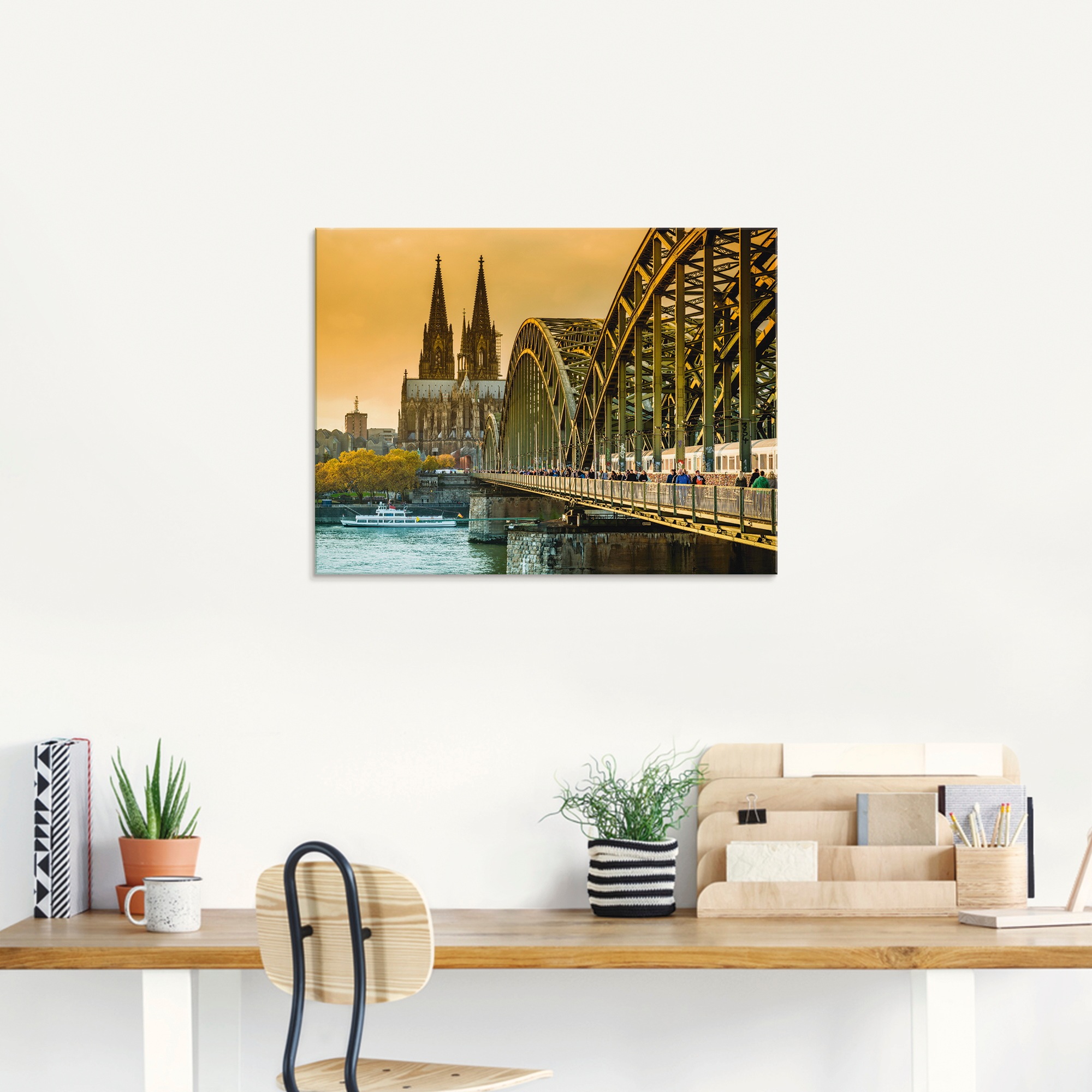 Artland Glasbild »Kölner Dom mit Hohenzollernbrücke«, Deutschland, (1 St.), in verschiedenen Größen