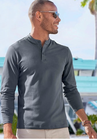 Poloshirt, mit kleinem Stehkragen, Regular Fit, Knopfleiste aus reiner Baumwolle