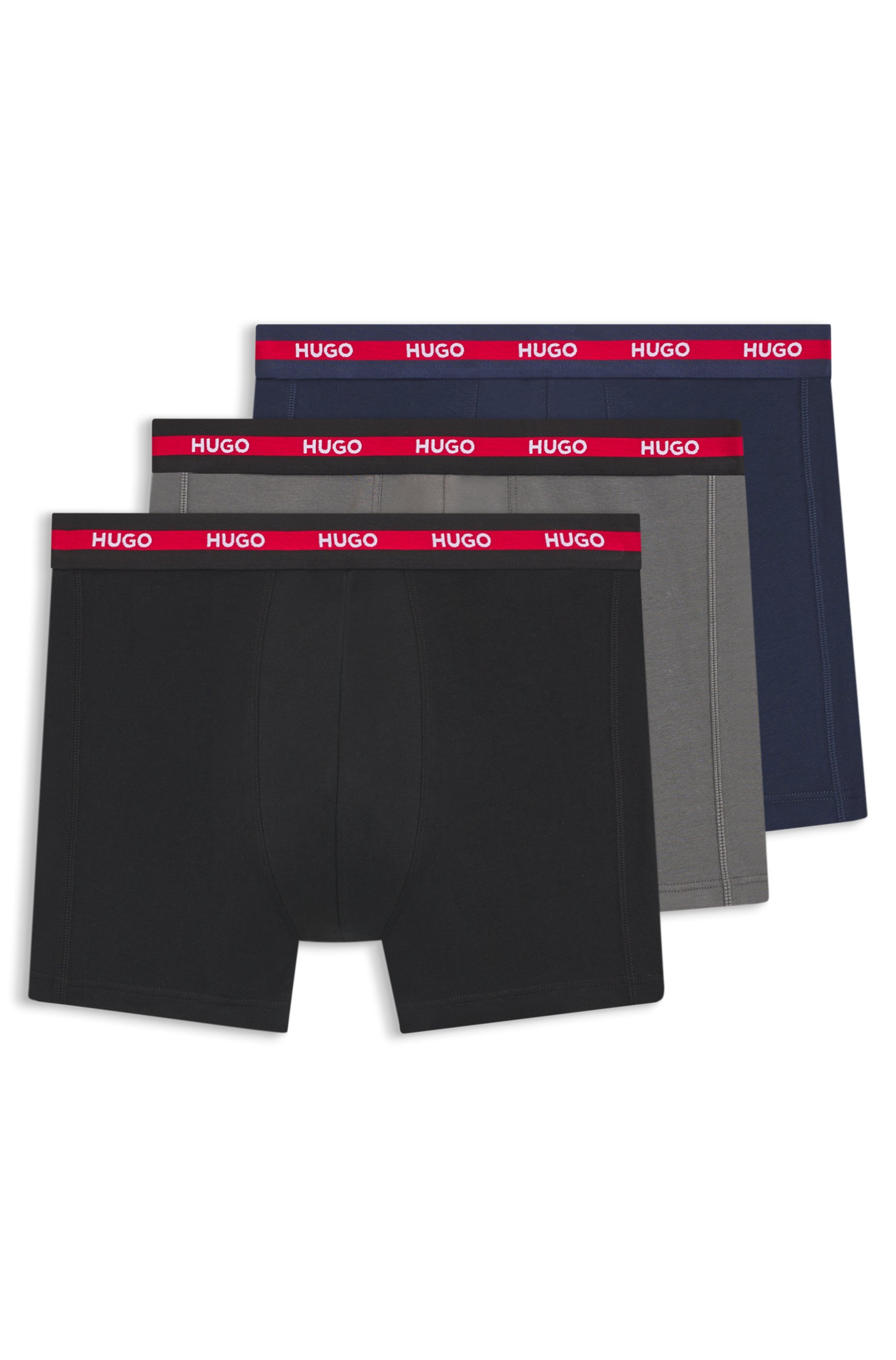 HUGO Underwear Trunk »BOXERBR TRIPL PLANET«, kontrastfarbener Bund mit Logo