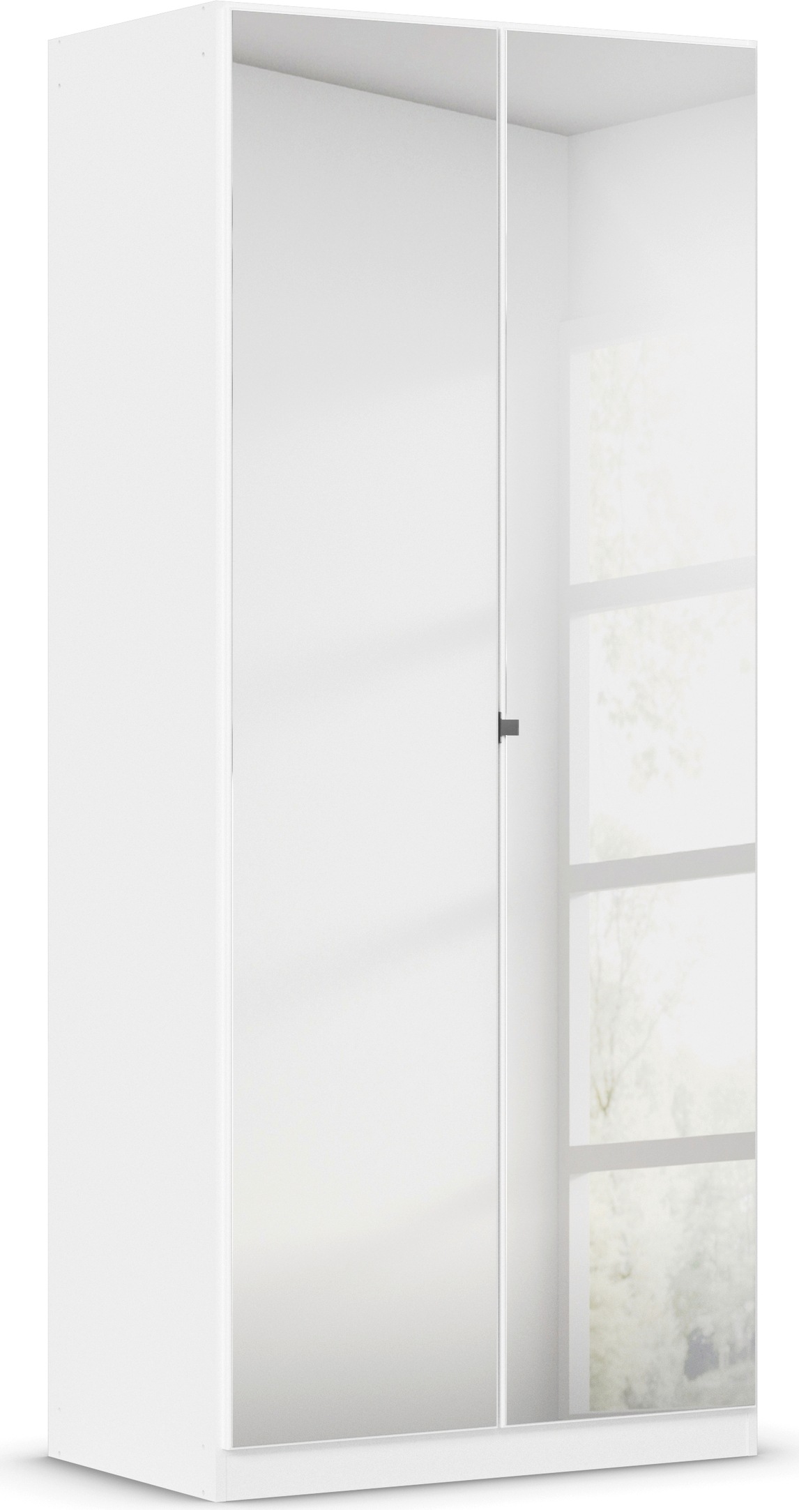 rauch Drehtürenschrank »Reflect«, mit Spiegelfront, inkl. praktischer Inneneinteilung und Stoffboxen-Set