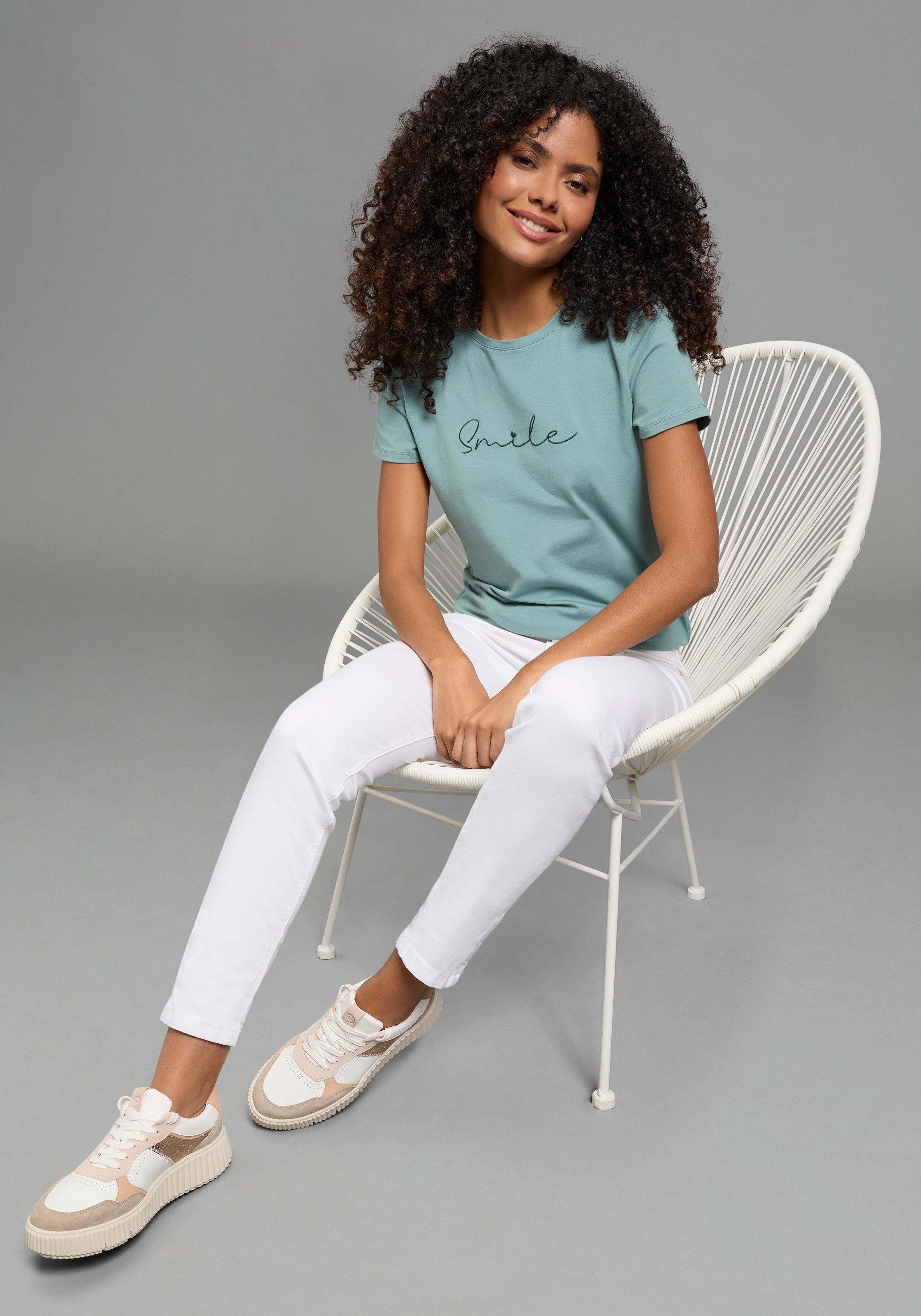 Laura Scott T-Shirt im Basic-Stil, mit Rundhalsausschnitt, aus elastischem Single Jersey