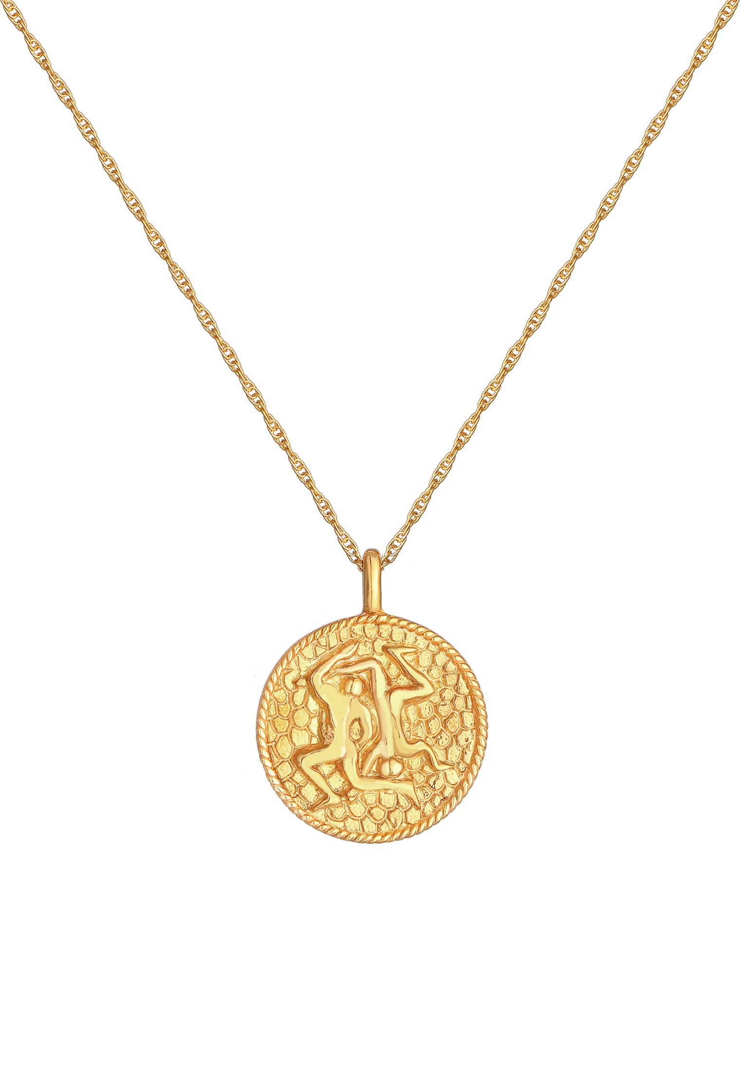 Elli Kette mit Anhänger »Halskette Sternzeichen Zwilling Astro Münze Antik 925 Silber«