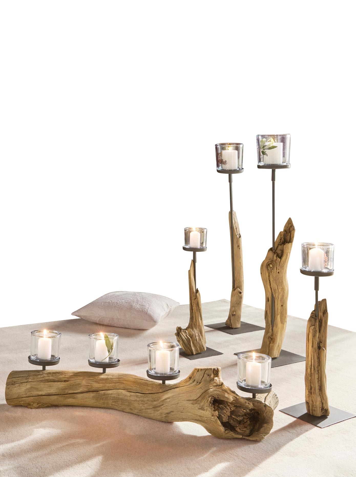 Heine Home Windlicht in beige, Größe B/H/T: 80 cm x 20 cm x 12 cm