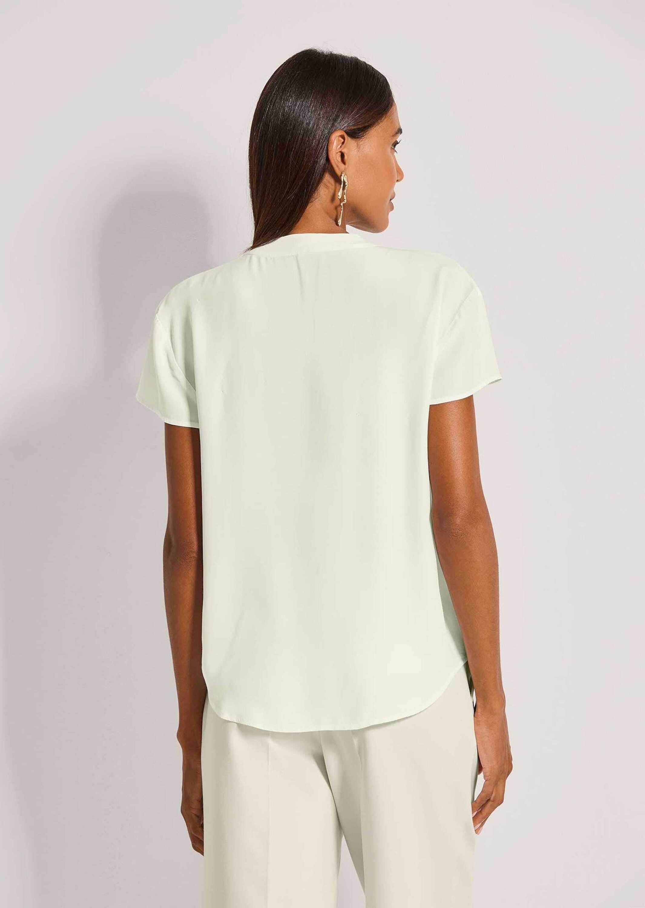 MADELEINE Kurzarmbluse »Blusenshirt Viskosebluse mit Bindeband« Bluse mit Bindeband und Kreuselung am Ausschnitt sowie ein