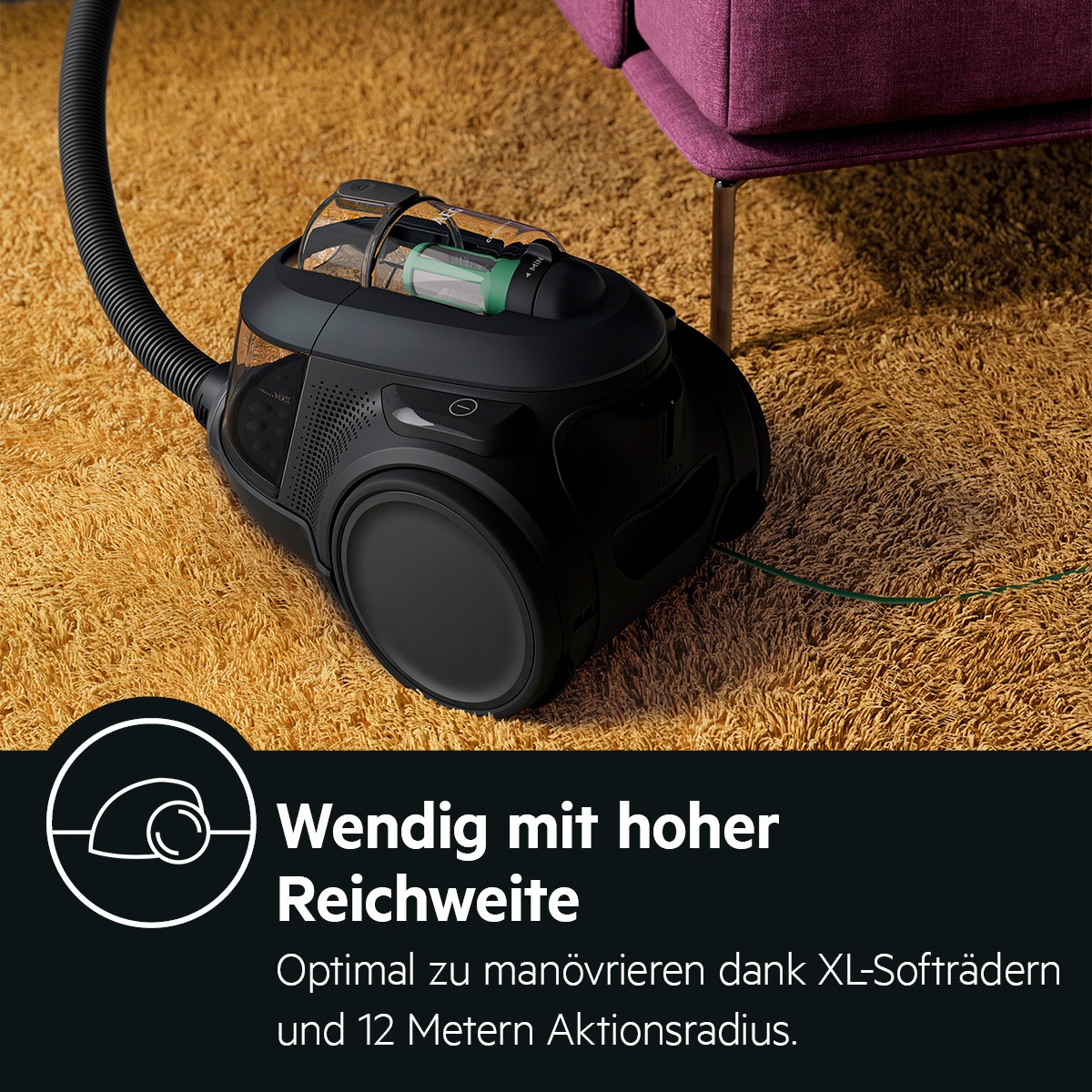 AEG Bodenstaubsauger »CLEAN 6000 ÖKO BEUTELLOSER STAUBSAUGER
(AL61C2ÖKO)«, 550 W, beutellos, hohe Saugleistung, 12 m Aktionsradius, Hartbodendüse, XL Softräder