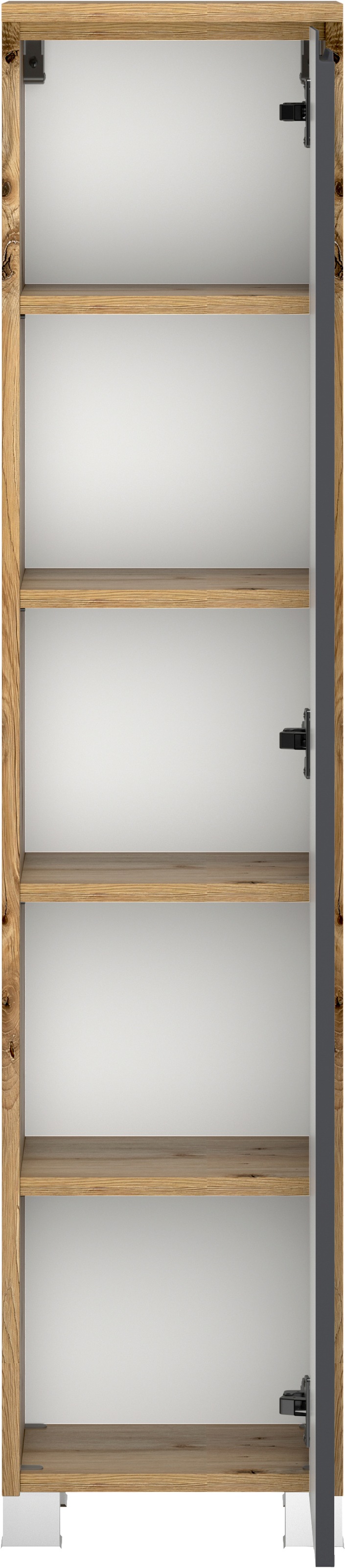 welltime Midischrank »CABO, gedämpfte Scharniere« matt grau, griffloses Design, reversibel