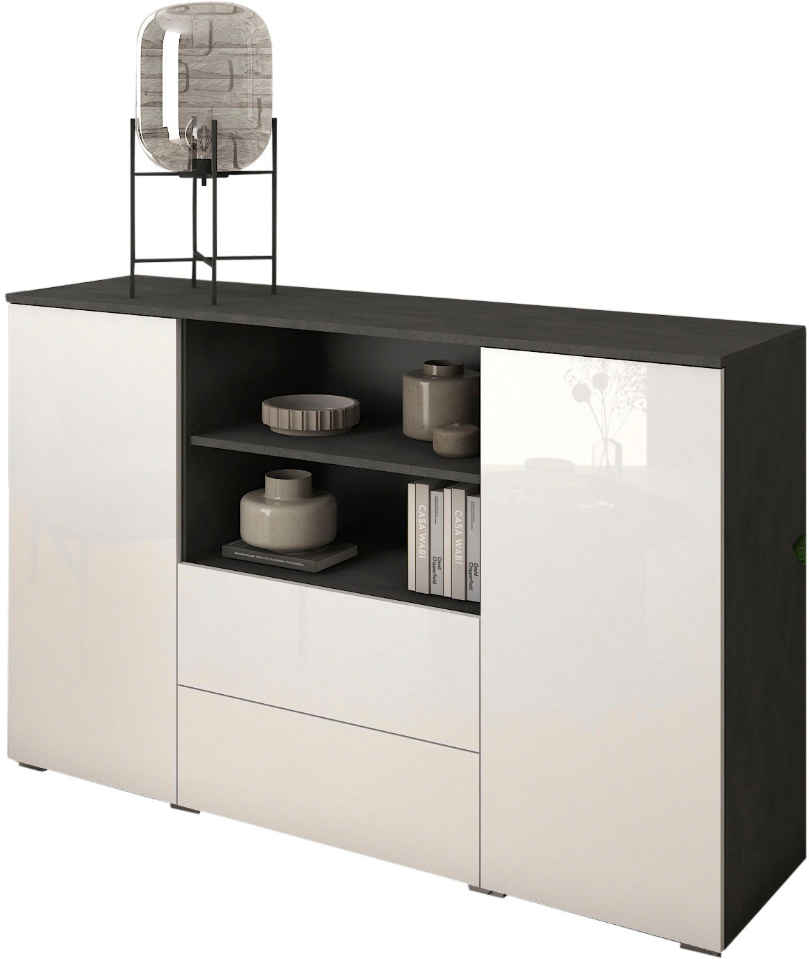 INOSIGN Sideboard »PARIS«, (1 St.), Moderne 140cm breite grifflose Kommode, vielseitig einsetzbar