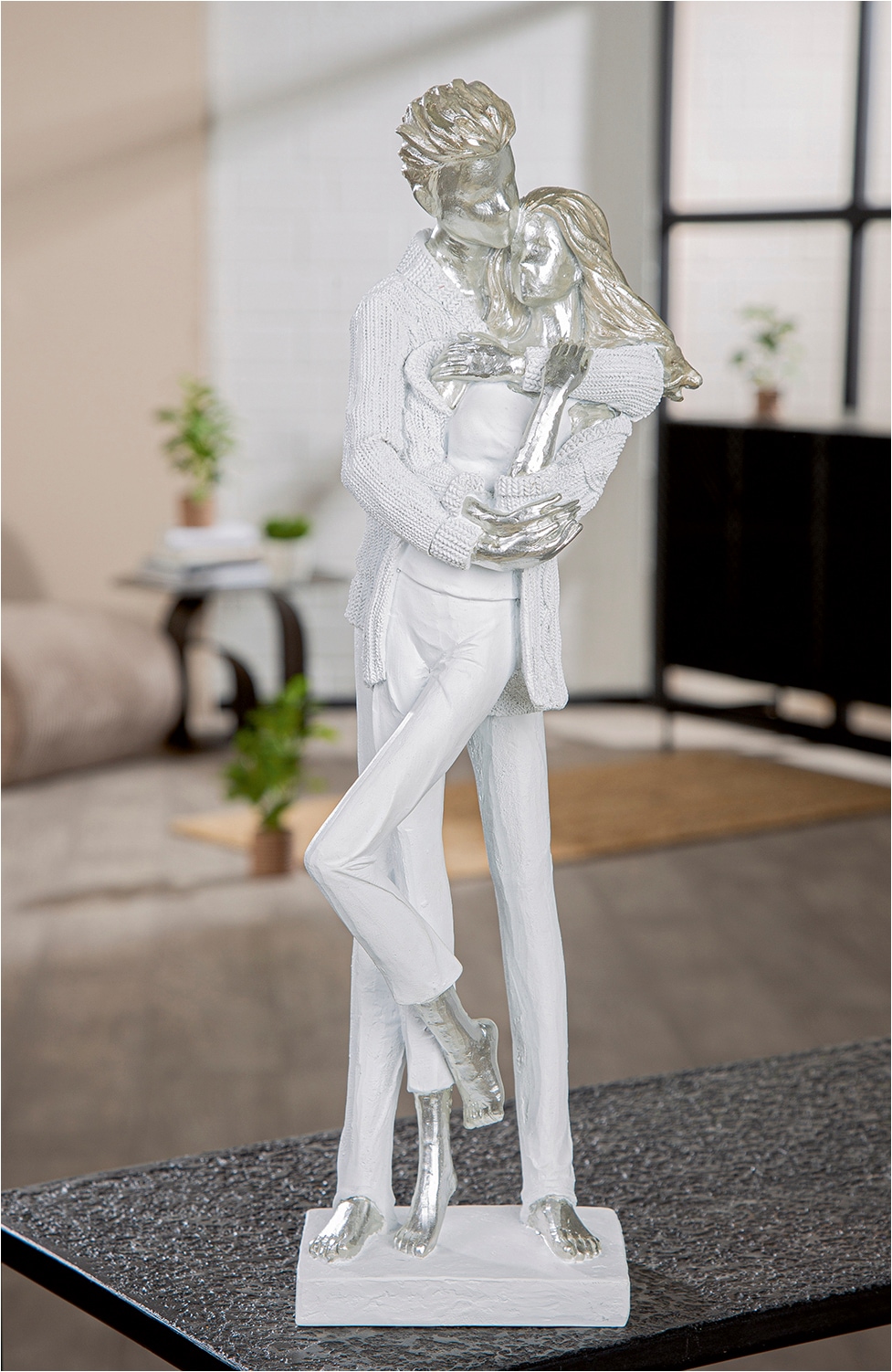 GILDE Skulptur »Skulptur Paar Gemeinsam weiß« Paarskulptur Partnersymbol Liebespaar Deko romantisch Dekoration