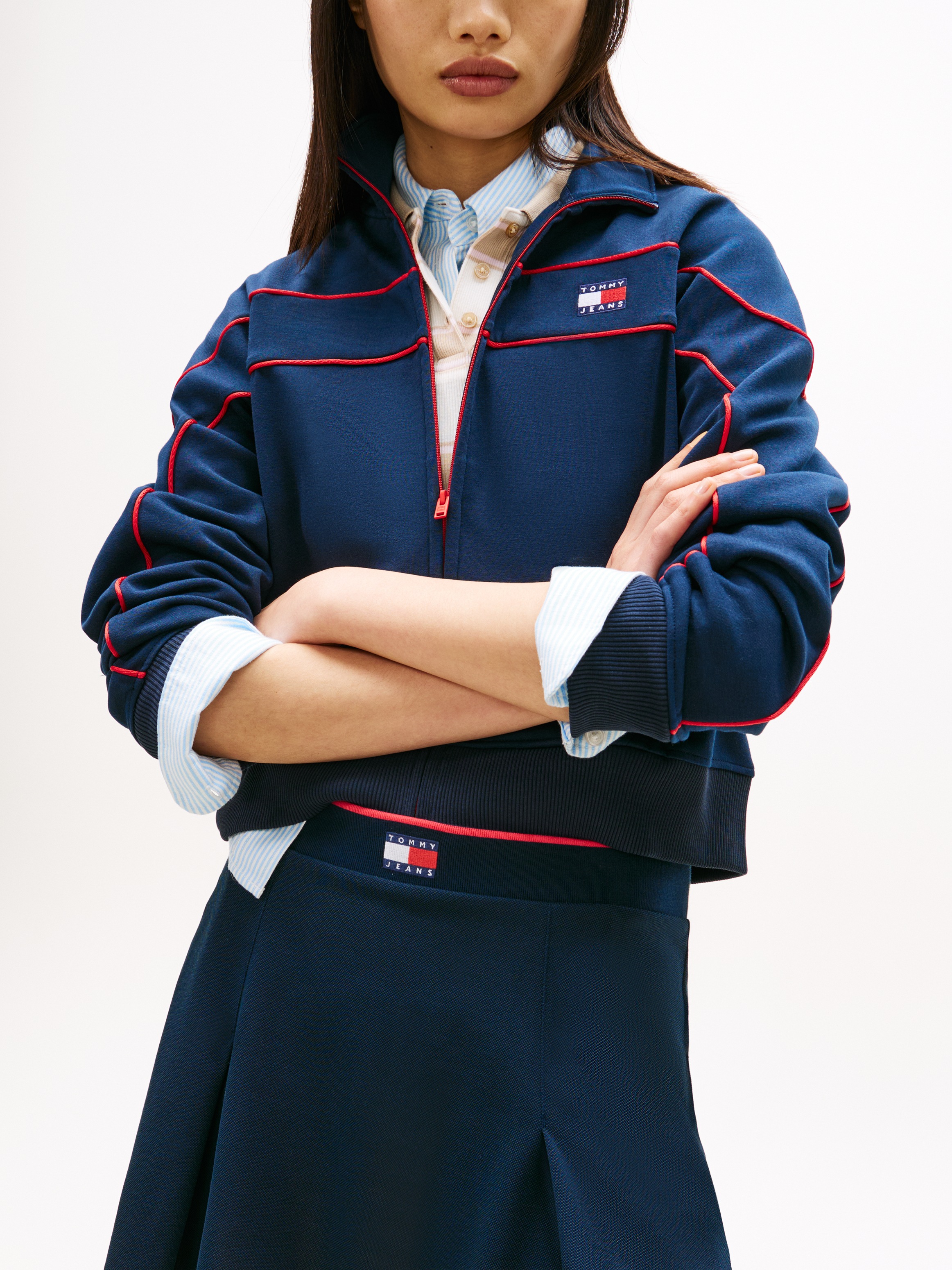 Tommy Jeans A-Linien-Rock »TJW PIQUE F&F MINI SKIRT« mit den klassischen Falten