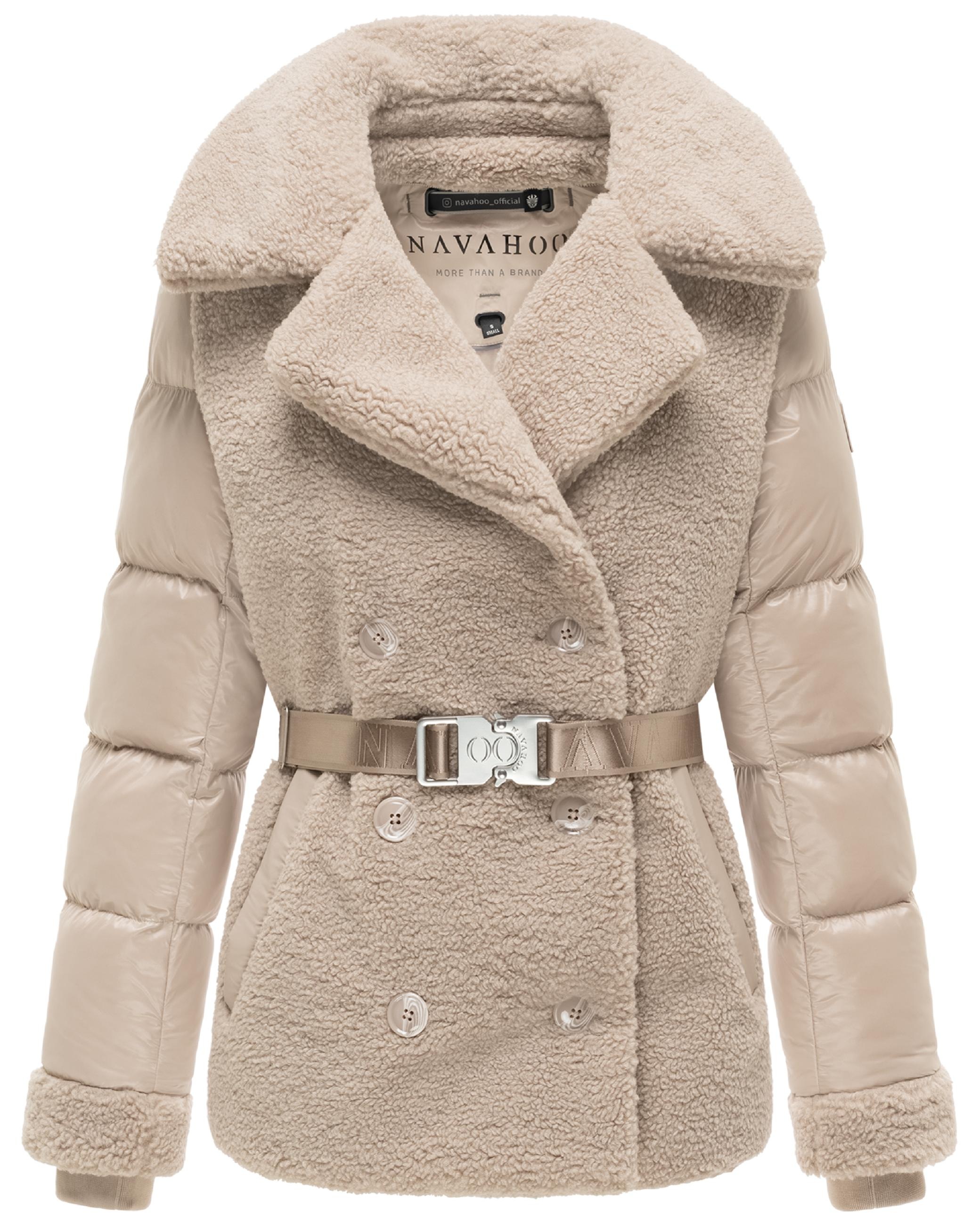 Navahoo Winterjacke »Winterjacke Kuschelhäschen 14« mit Kapuze Warme Jacke im Teddy-Stepp-Materialmix mit Kapuze
