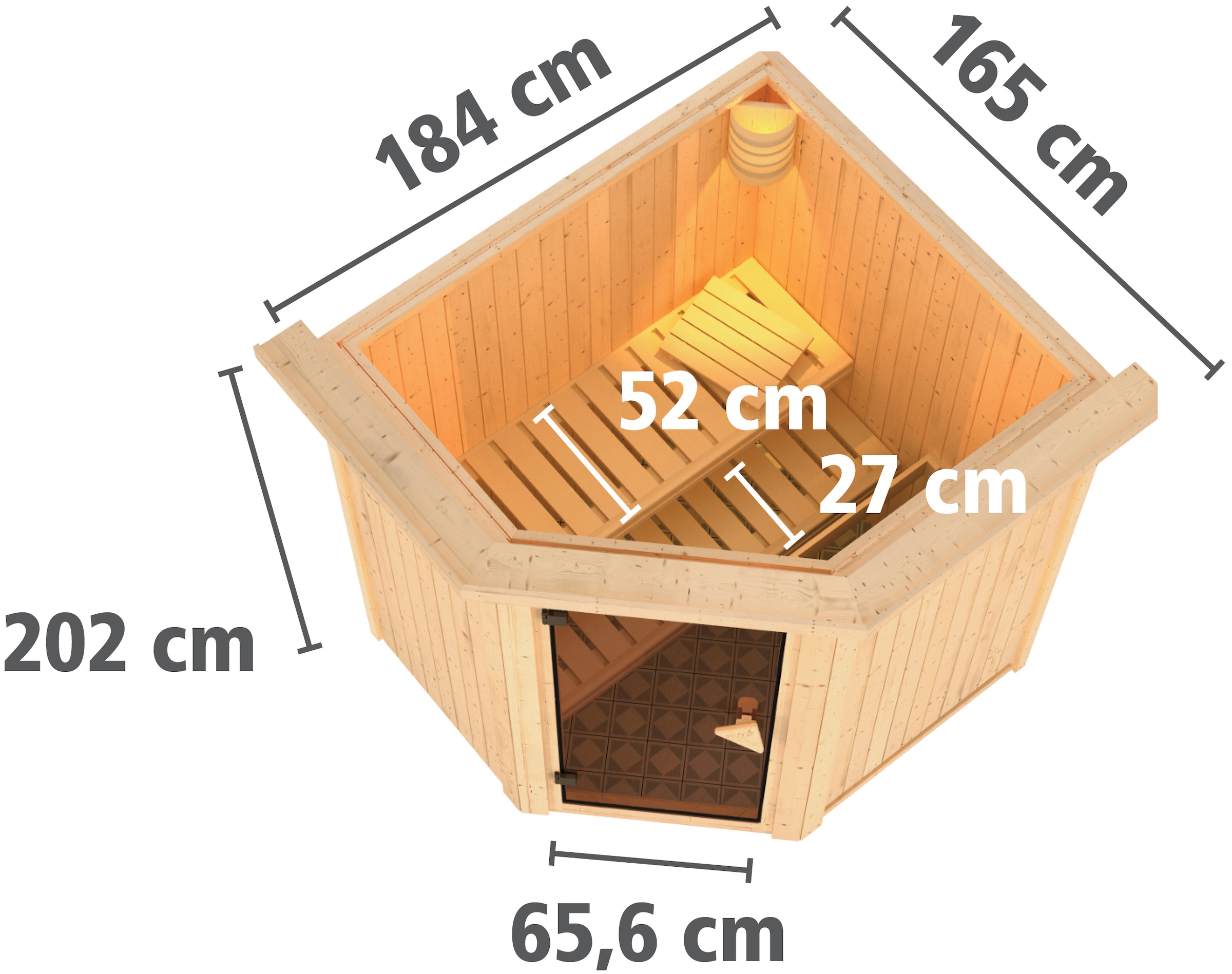 Karibu Sauna »Tomke« Set,  Ofen 3,6 kW Bio-Ofen externe Strg. easy