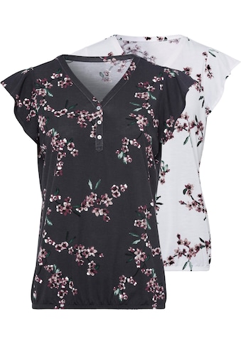 LASCANA Shirttop, (Packung, 2 tlg., 2er-Pack), mit kleinen Flügelärmelchen und... kaufen