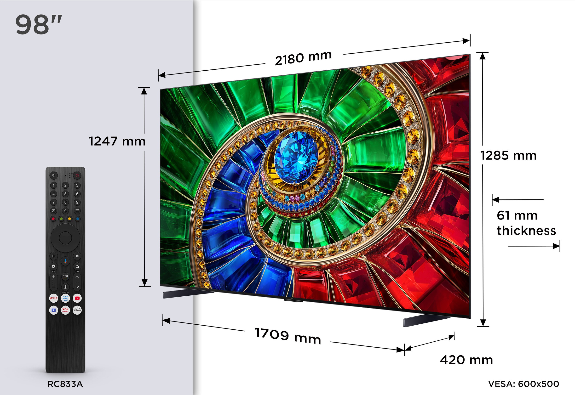 TCL Mini-LED-Fernseher »98RM7LX1« 248 cm/98 ″