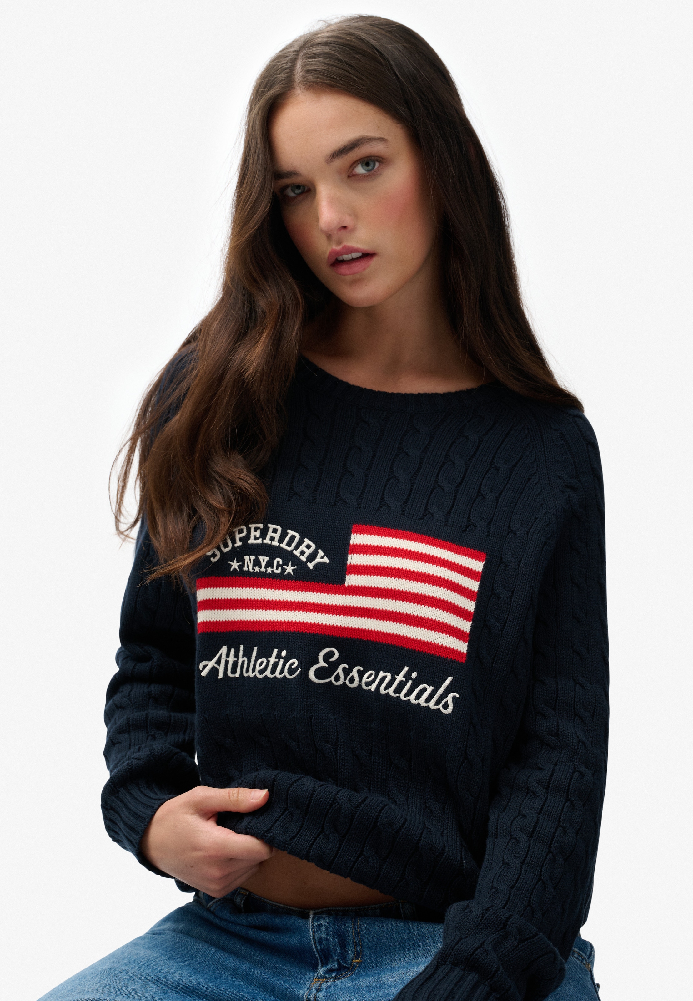 Superdry Strickpullover »SLOUCHY CABLE FLAG KNIT«