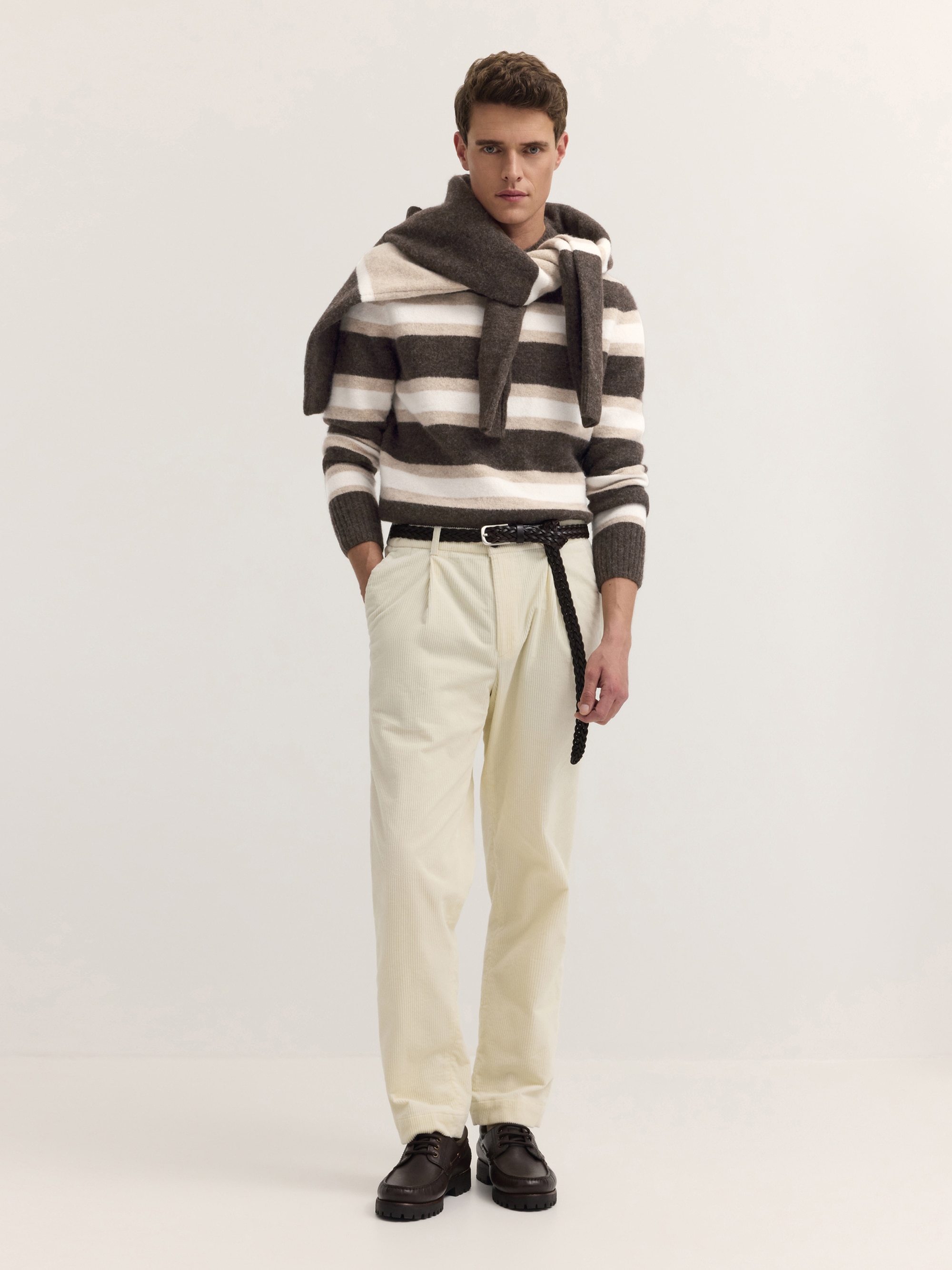 bugatti Rundhalspullover »Regular Fit« Regular Fit Wollmix Alpaka Gestreift