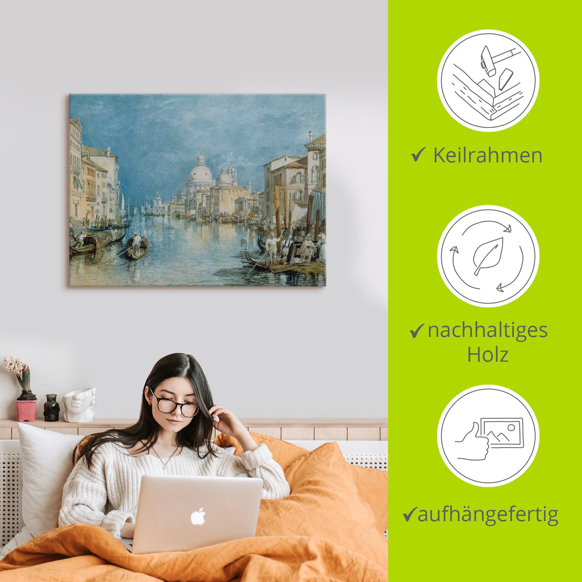 Artland Wandbild »Venedig, Canale Grande.« Italien 1 Stk. tlg. als Leinwandbild, Poster in verschied. Größen