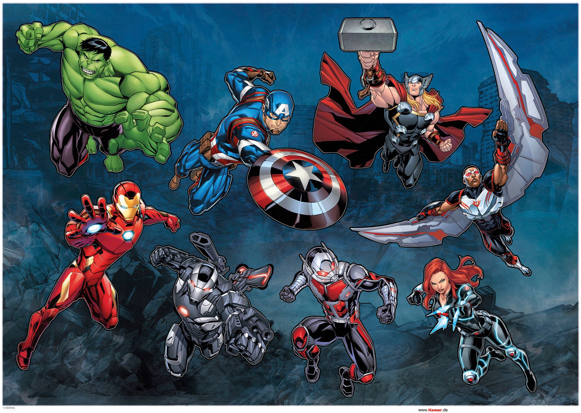 Komar Wandtattoo »Avengers Crew - Größe 50 x 70 cm«, (8 St.), selbstklebend, Wandsticker, Kinderzimmer