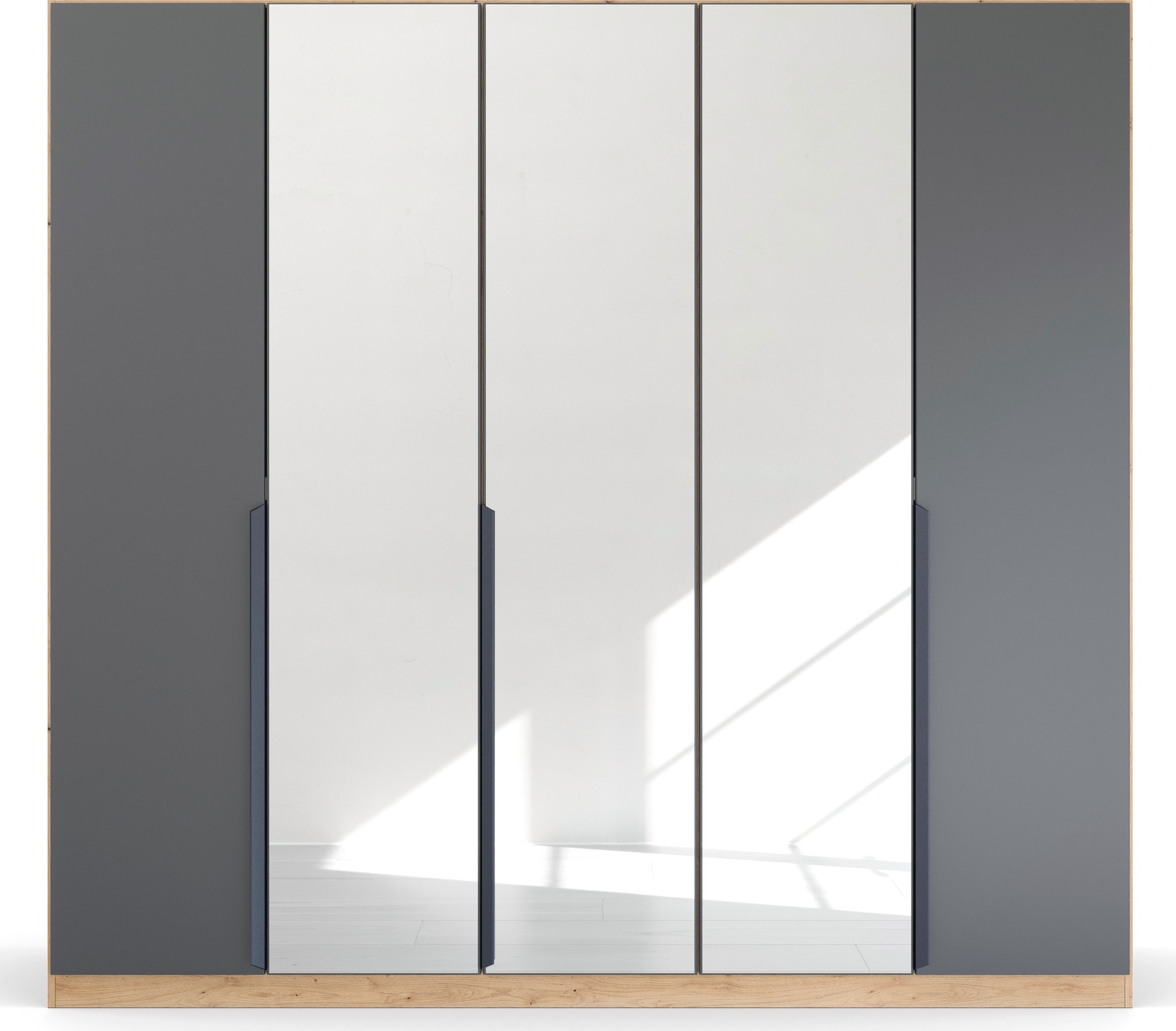 rauch Drehtürenschrank »Dark&Wood by Quadra Spin«, im Industrial Style mit Metallgriffstangen, mit Spiegel