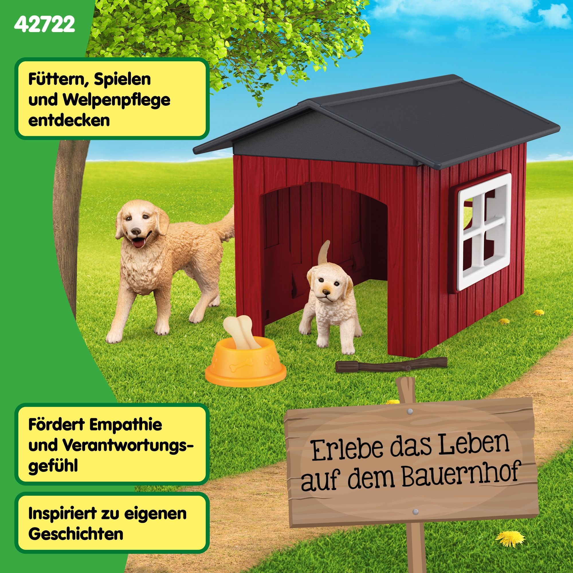 Schleich® Spielwelt »FARM WORLD, Hundehütte mit Goldenretrievern  (42722)«