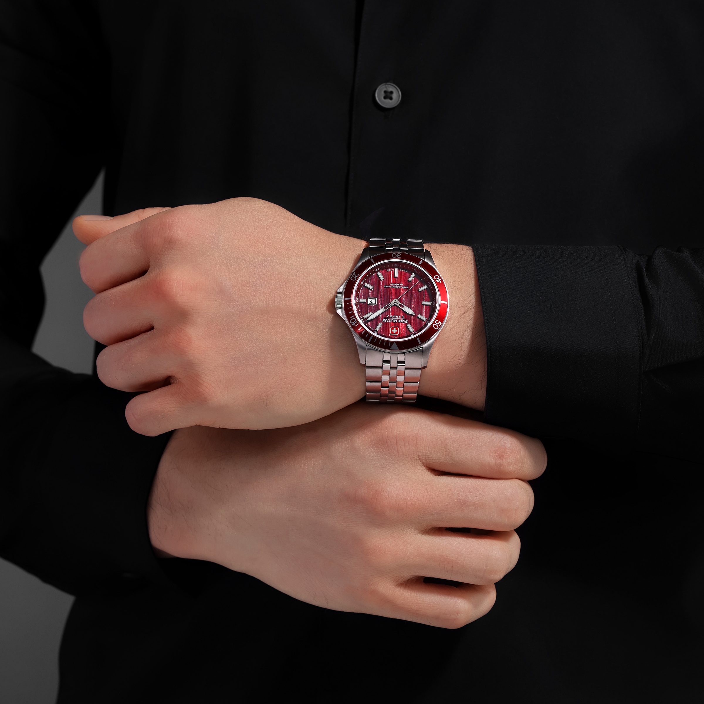 Swiss Military Hanowa Quarzuhr »Flagship Elements« Armbanduhr, Herrenuhr, Swiss Made, Edelstahlarmband, analog, Tag