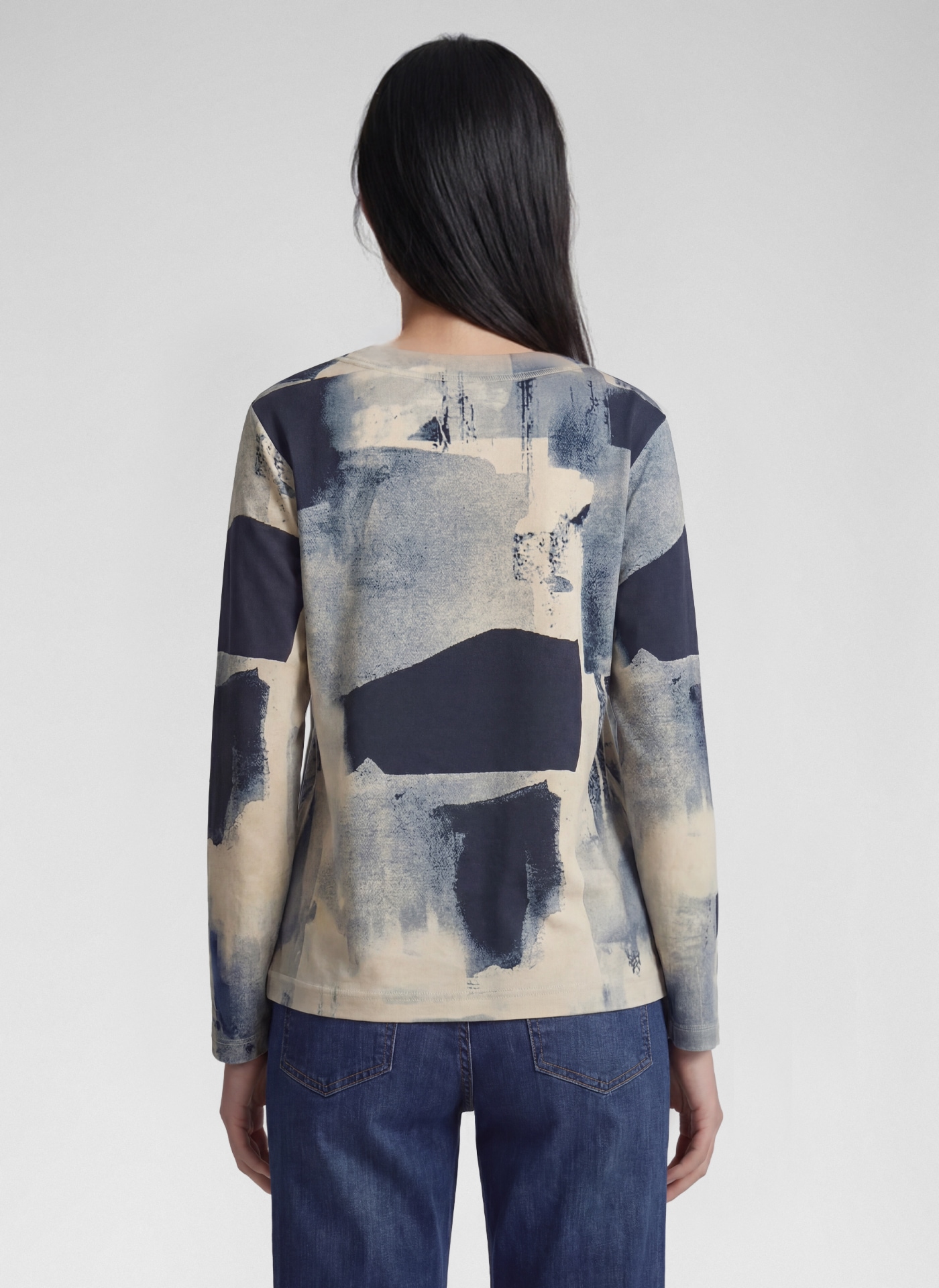 Rabe 3/4-Arm-Shirt mit grafischem Muster und Glitzer-Details