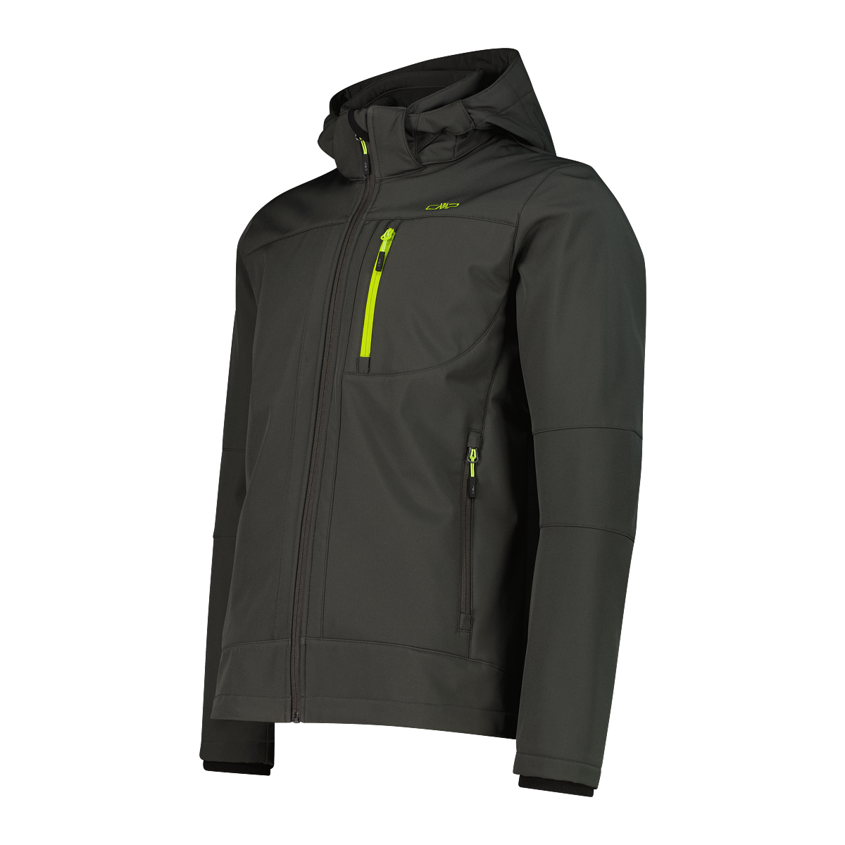 CMP Softshelljacke mit Kapuze mit hochschließendem Kragen, 3-lagig, wasserabweisend, winddicht