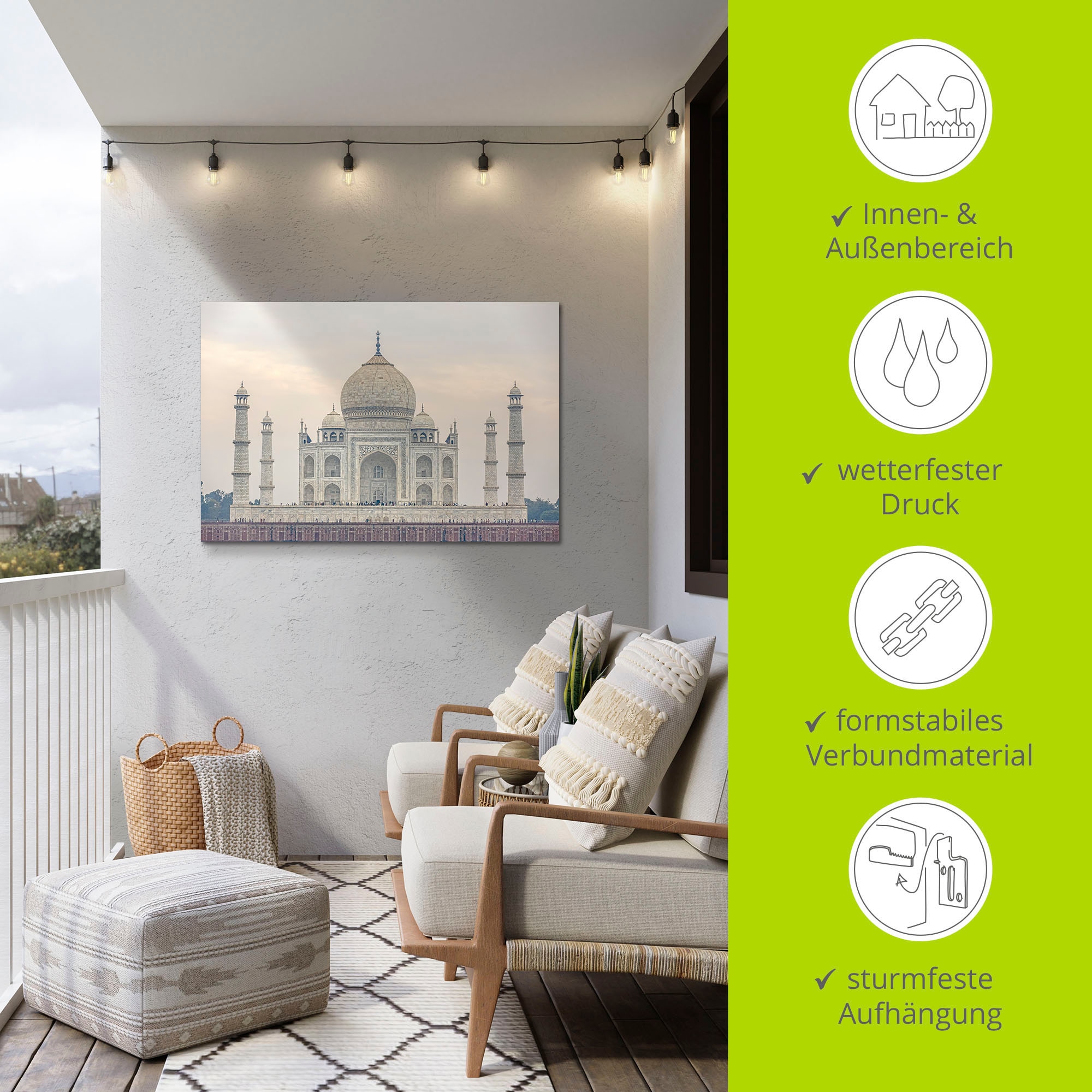 Artland Wandbild »Taj Mahal«, Gebäude, (1 St.), als Alubild, Outdoorbild, Poster in verschied. Größen