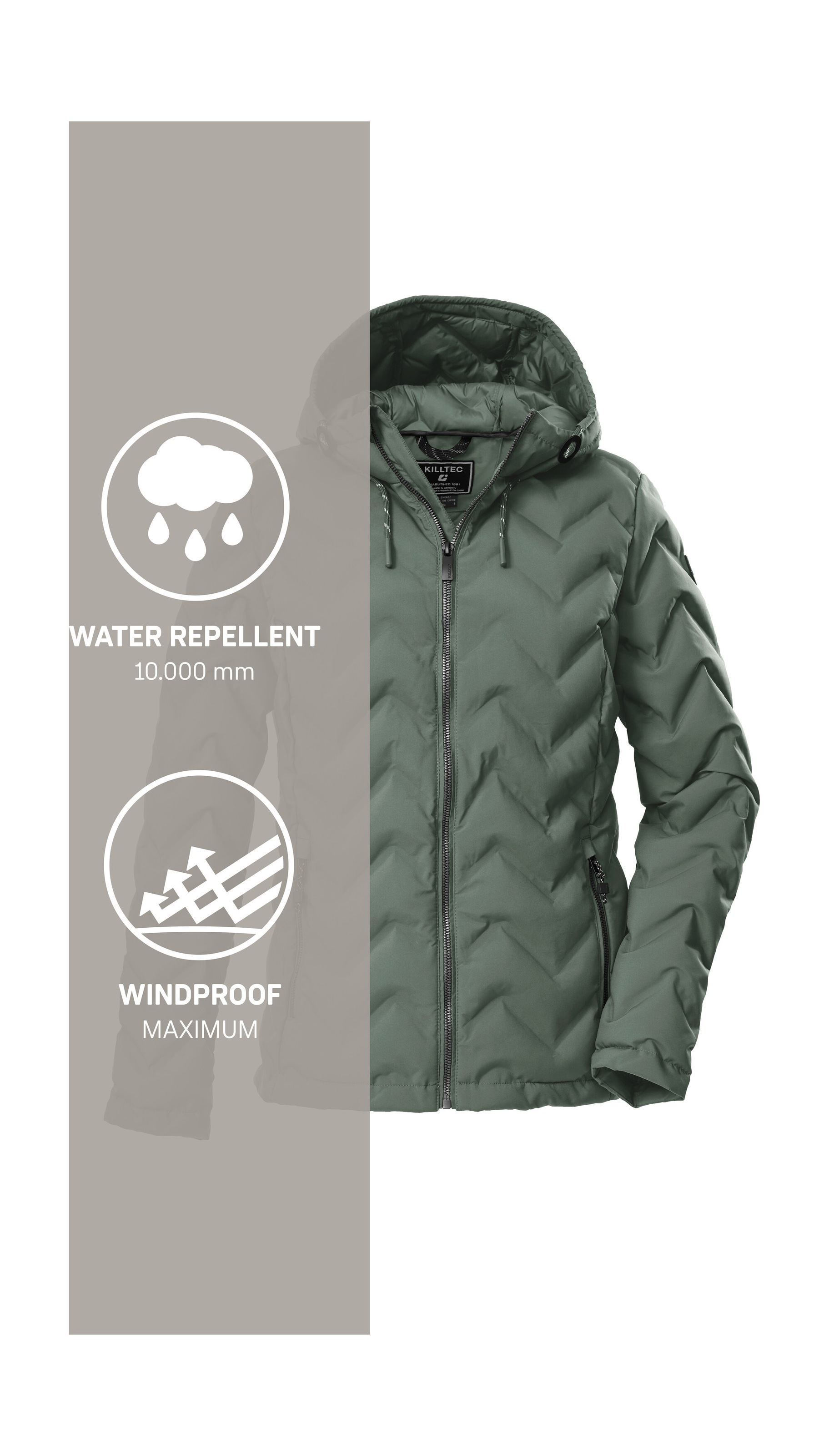 Killtec Steppjacke »KOW 23 WMN QLTD JCKT«, Wasserabweisende Damenjacke mit verstellbarer Kapuze und Taschen