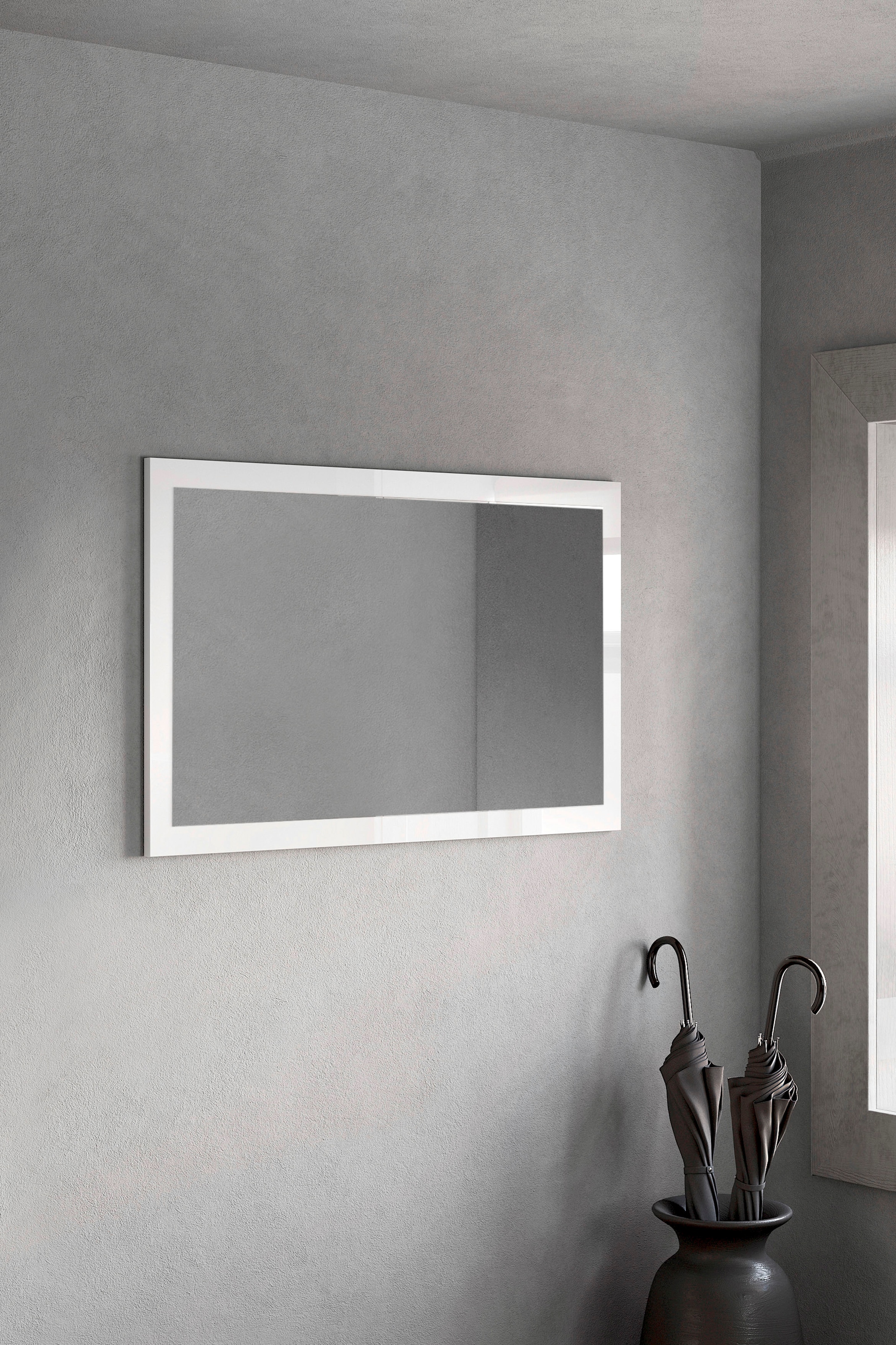 INOSIGN Garderobenspiegel »Breite x Höhe: 110 x 68 cm, mit Rahmen Weiss Hochglanz Lack«, passend zur Garderobe Smile + Hamburg, längs u. quer hängen