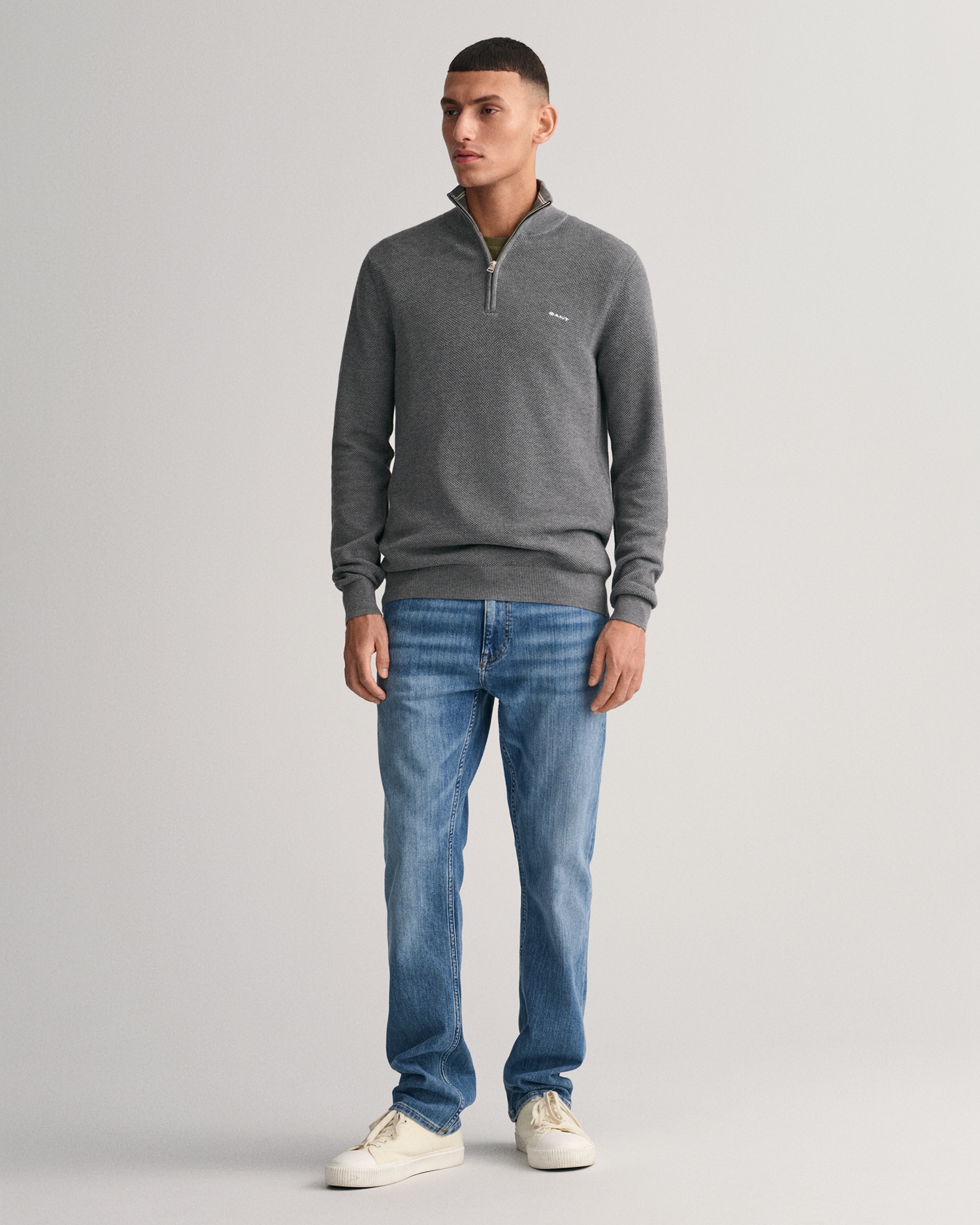 Gant Troyer »COTTON PIQUE HALF ZIP«, mit Piqué-Struktur