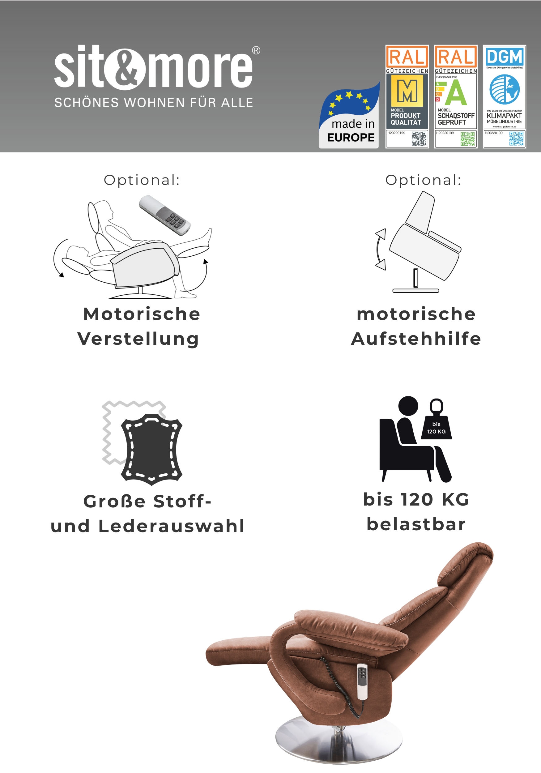 HOLLISTER TV-Sessel »Enjoy« in Größe L, wahlweise mit Motor und Aufstehhilfe