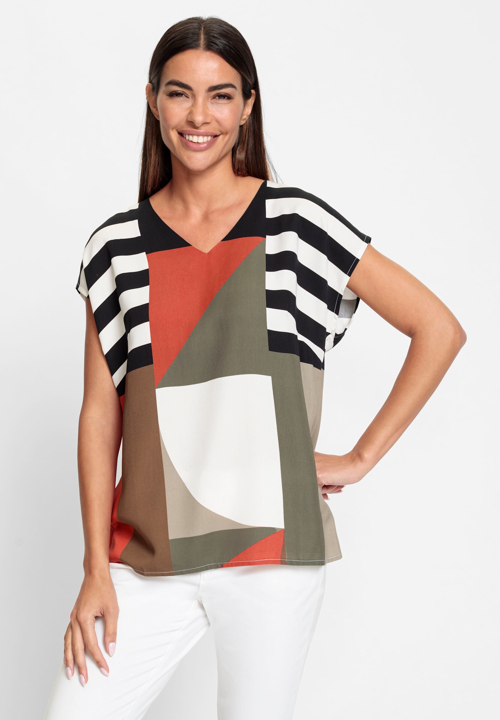 heine Schlupfbluse »Druckbluse Druckbluse mit V-Ausschnitt«