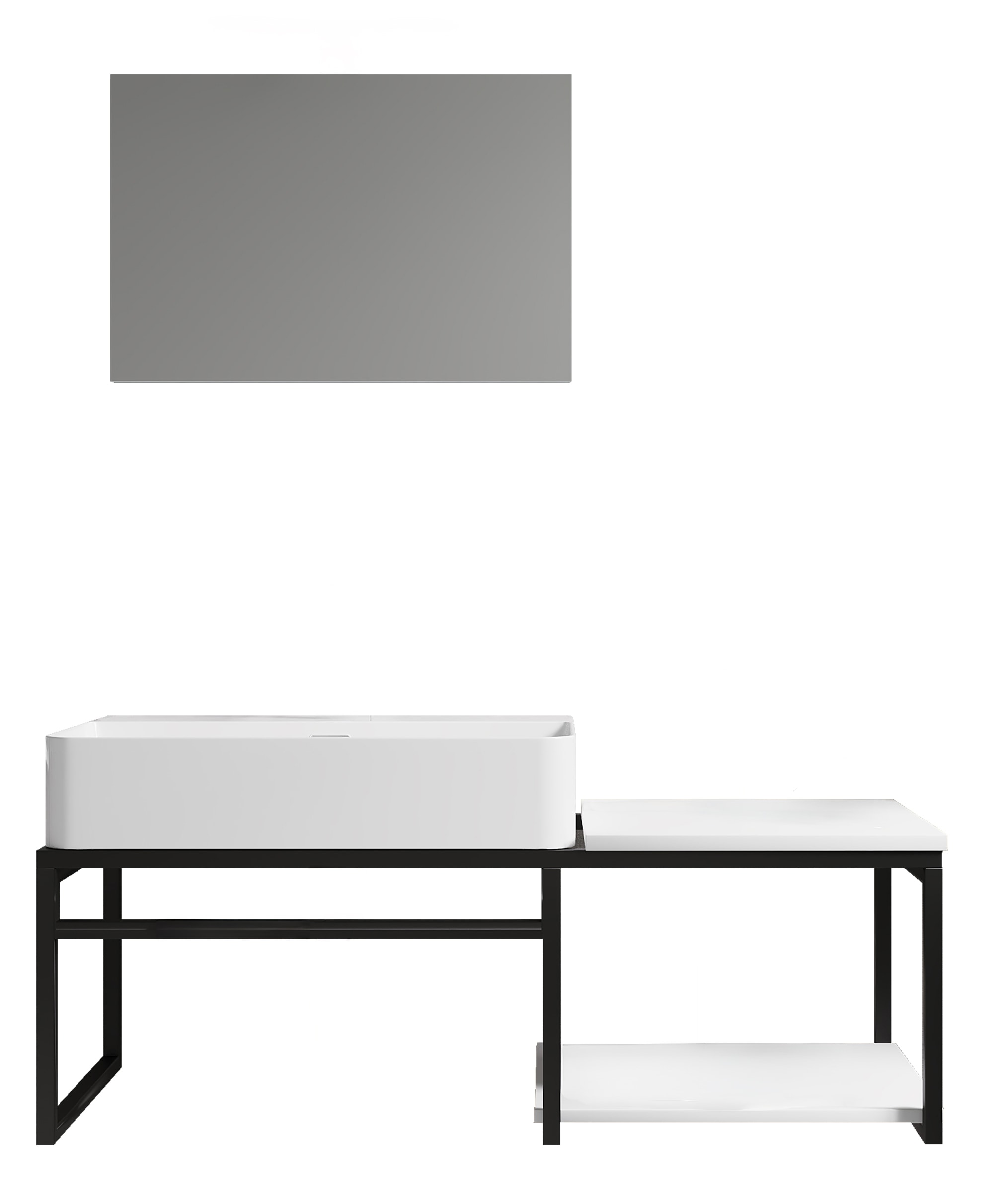 VCM Waschbeckenunterschrank »VCM 3-tlg. Waschplatz Waschtisch Badmöbel Set Waschbecken Holz Metall Industrial Style Bitila 100 V1«, (3 St.)