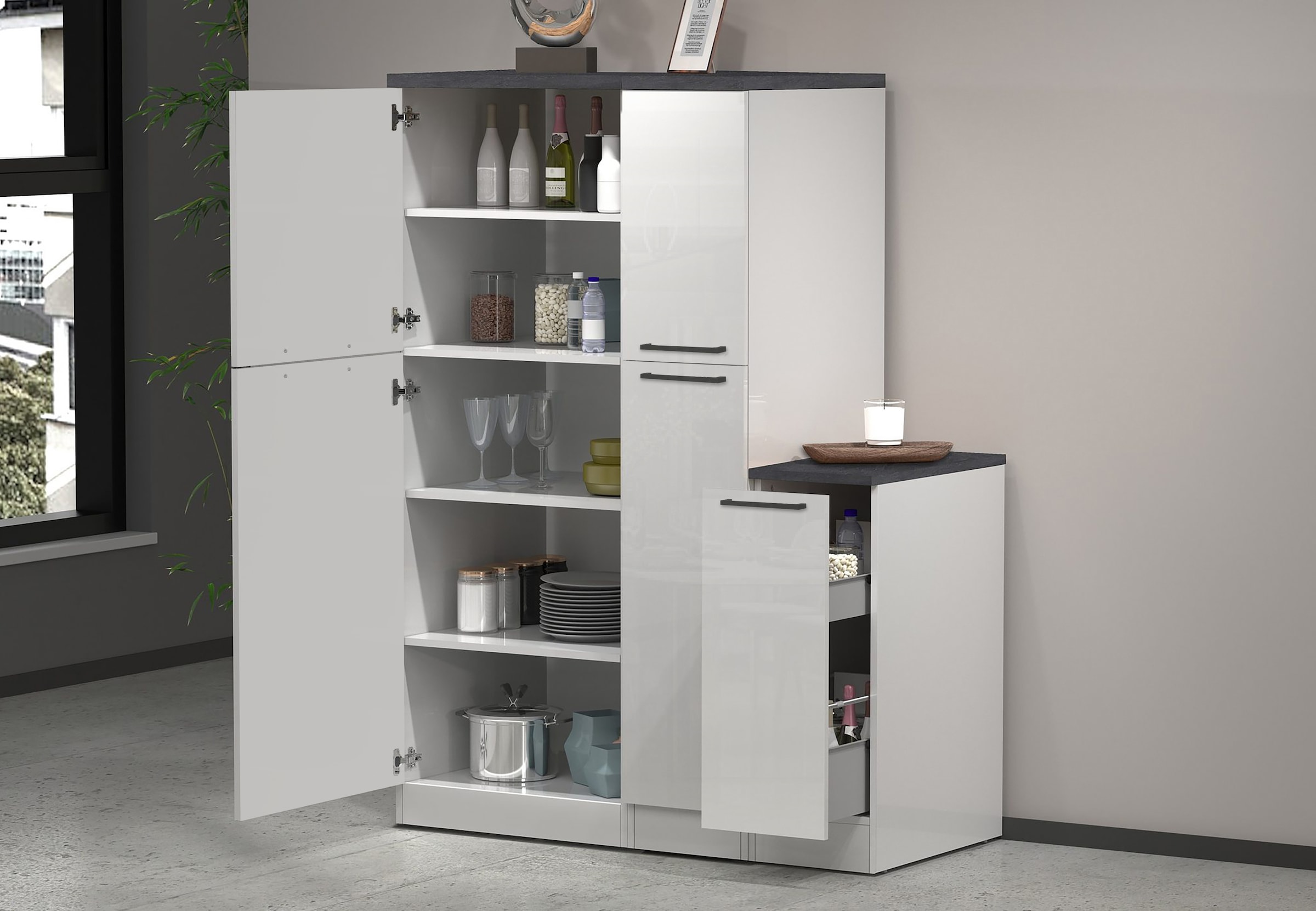 KOCHSTATION Vorratsschrank »KS-Sole,Hauswirtschaftsschrank,Stauschrank,Küchenschrank« Breite/Höhe 60/165 cm, 5 Fächer